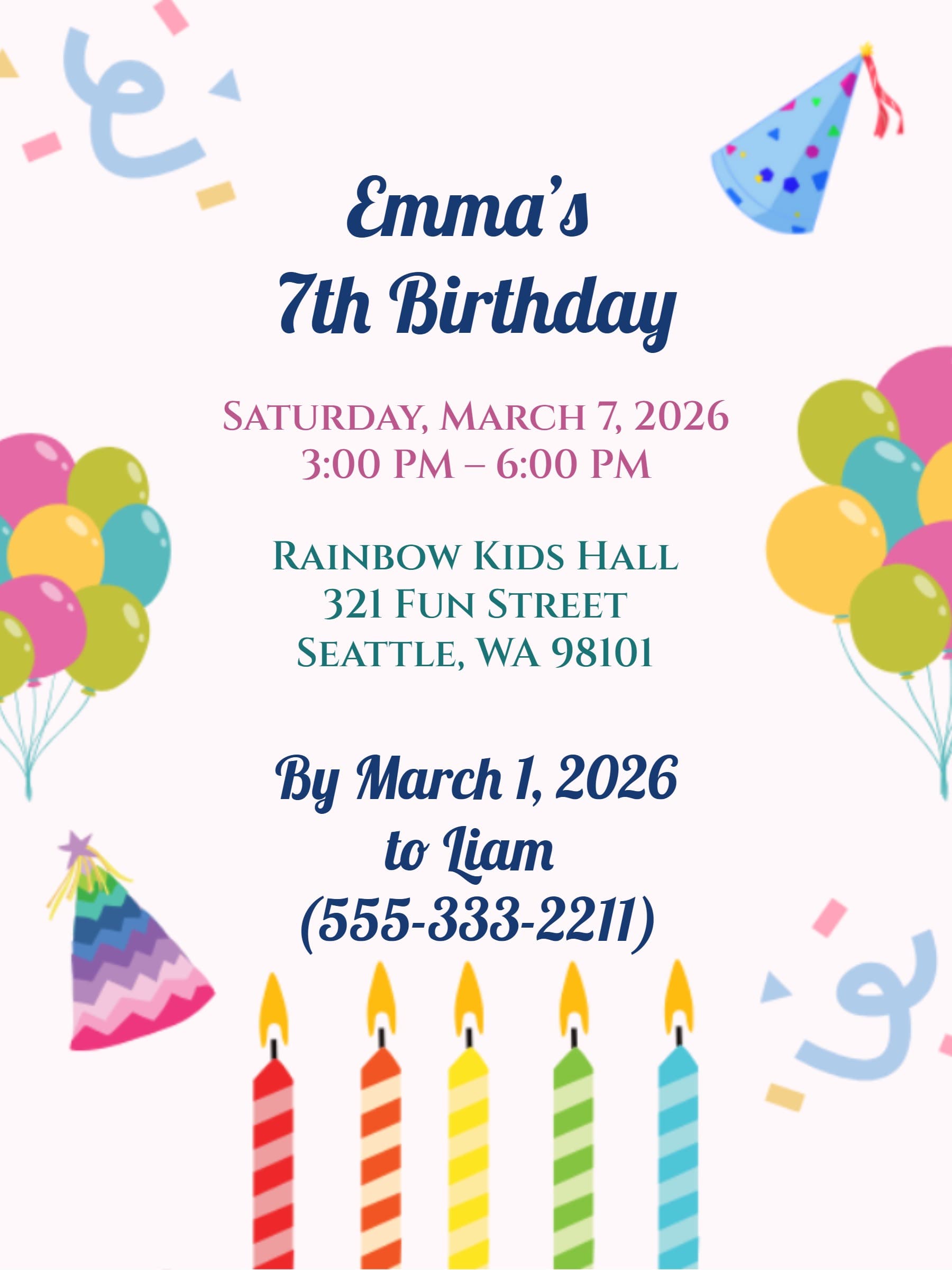 candles balloons birthday invite