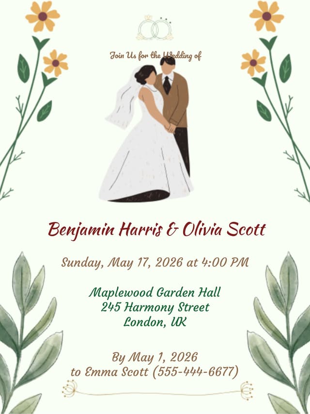 floral wedding invite