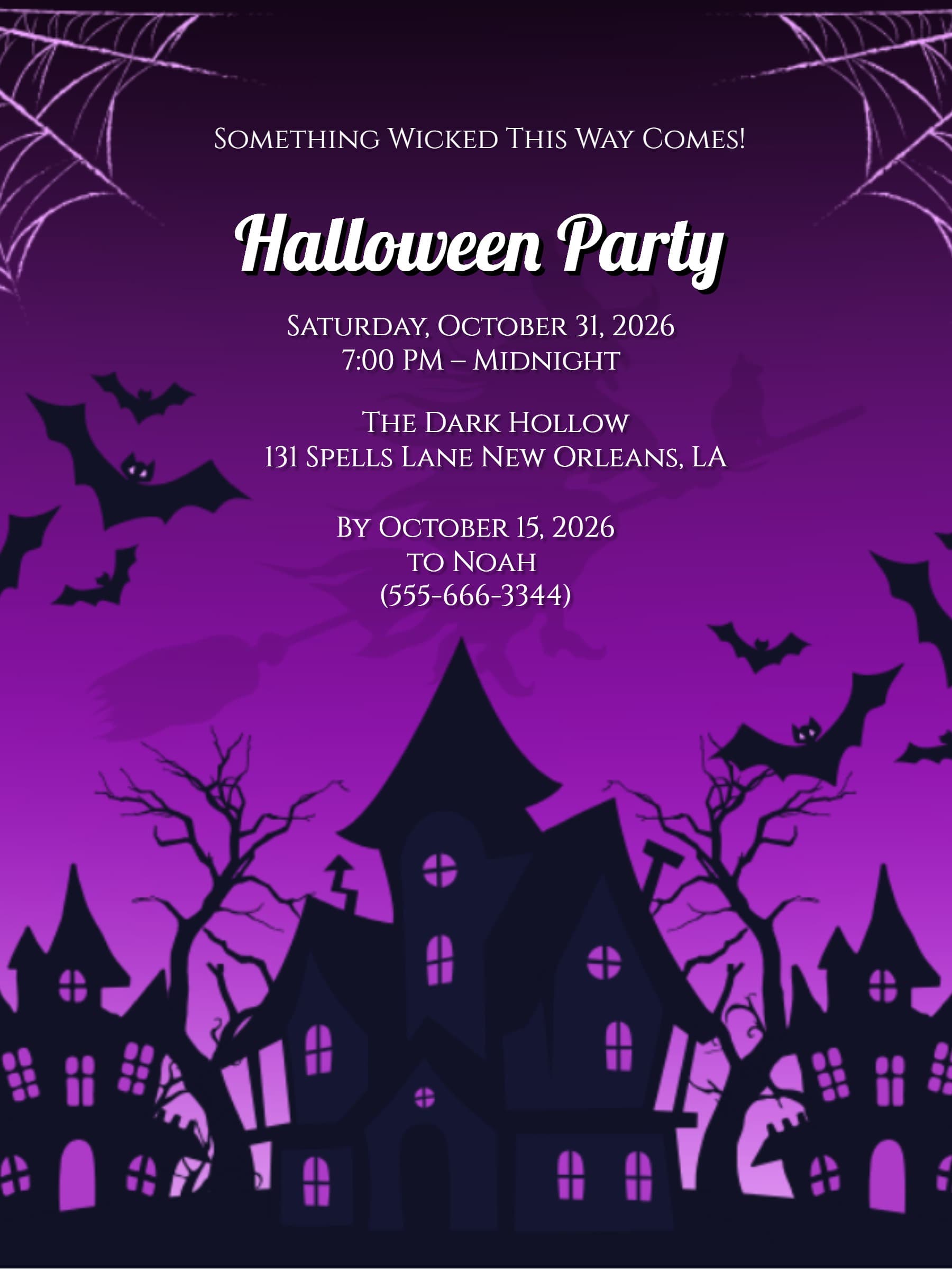witch halloween invite