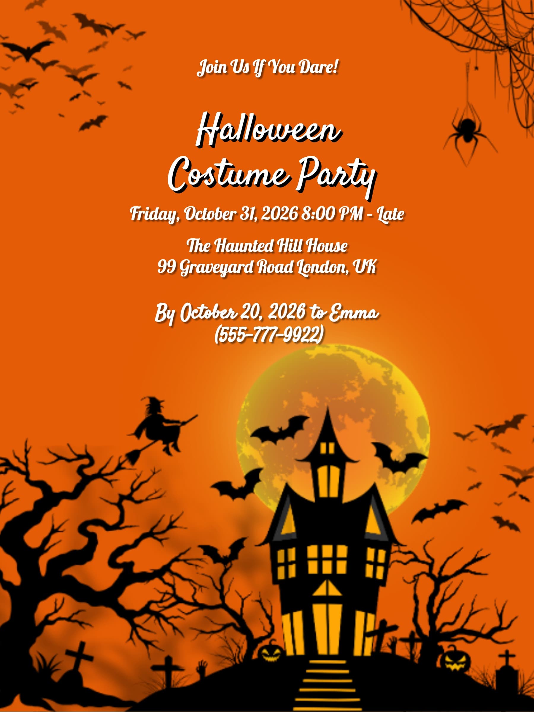 orange halloween invite