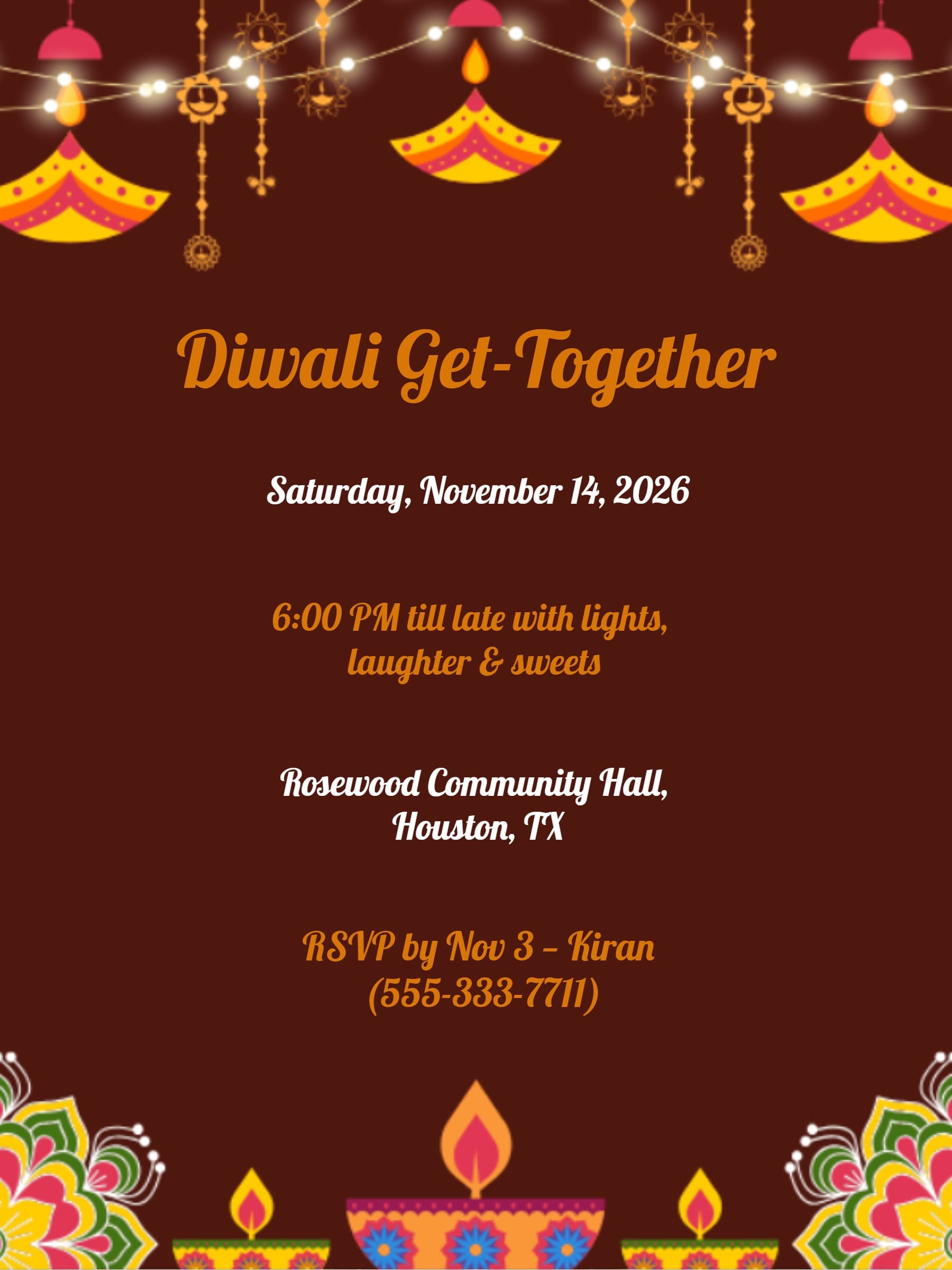 brown diwali invite
