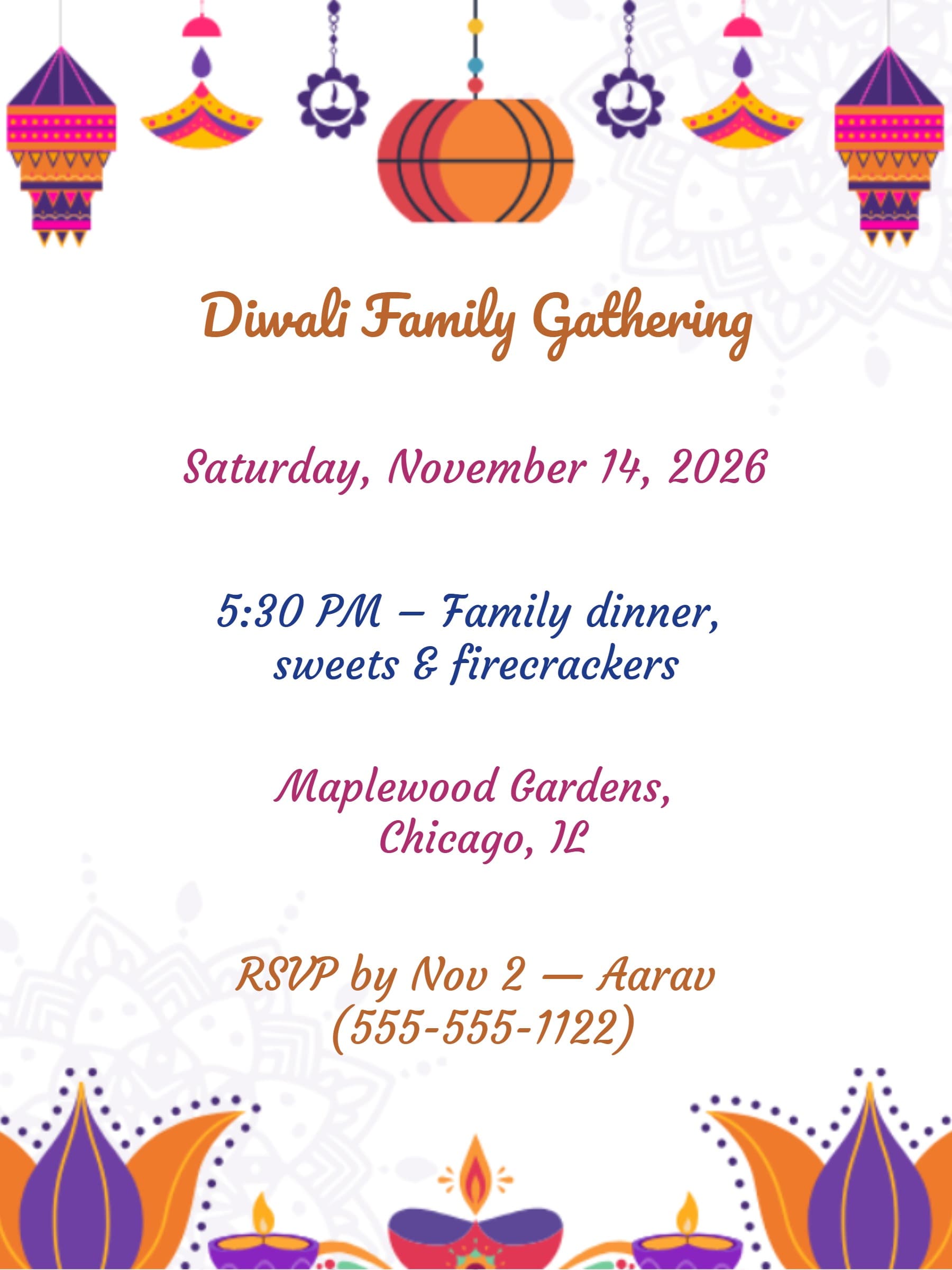 white diwali invite