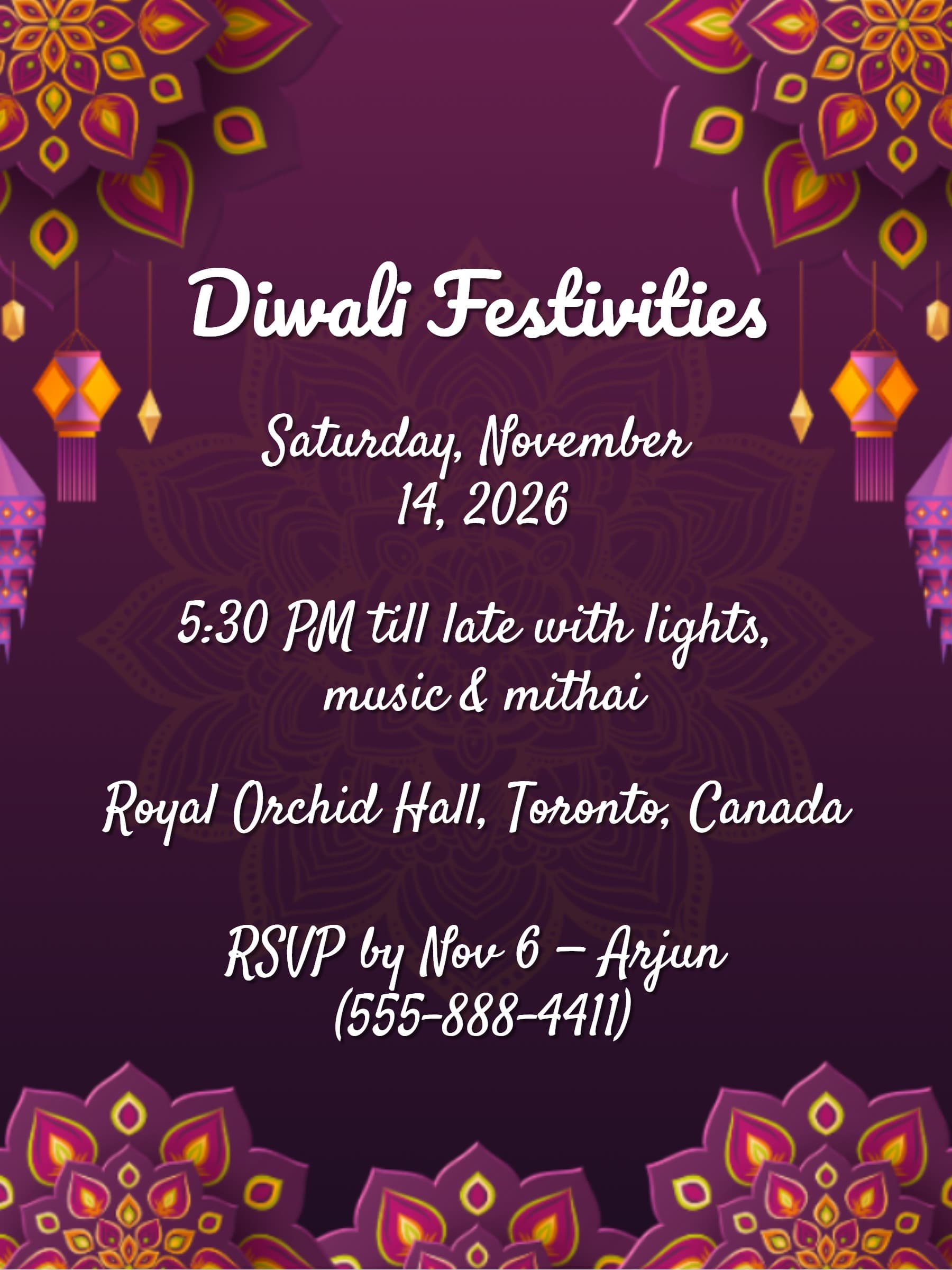 lantern diwali invite