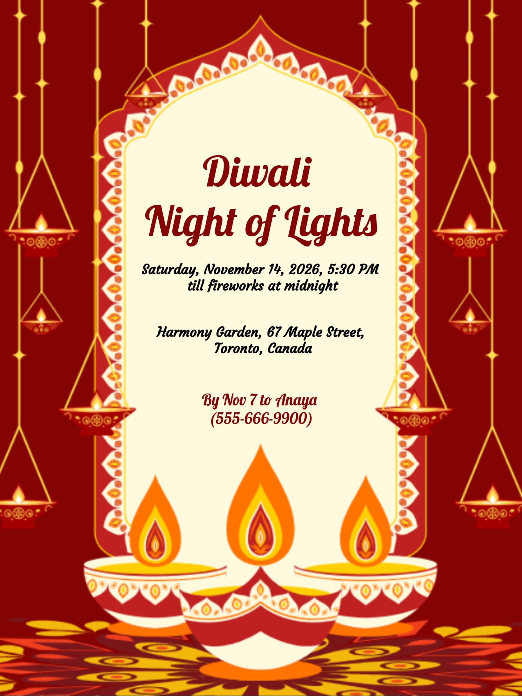 red diwali invite