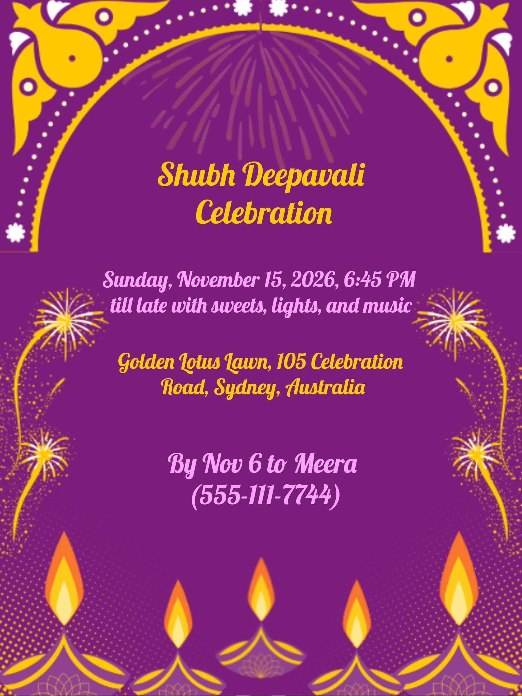 golden diwali invite