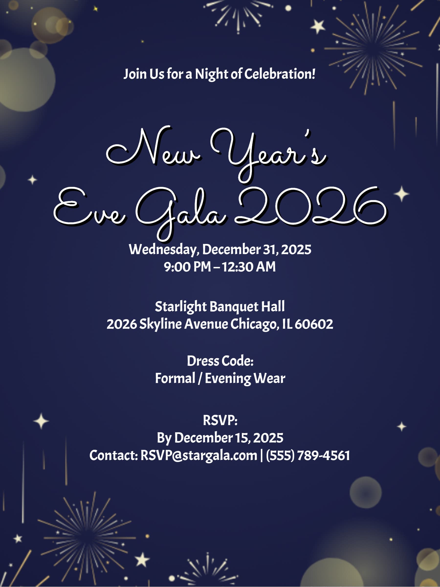 NEW YEAR GALA INVITE