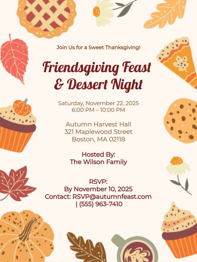 THANKSGIVING DESSERT INVITE