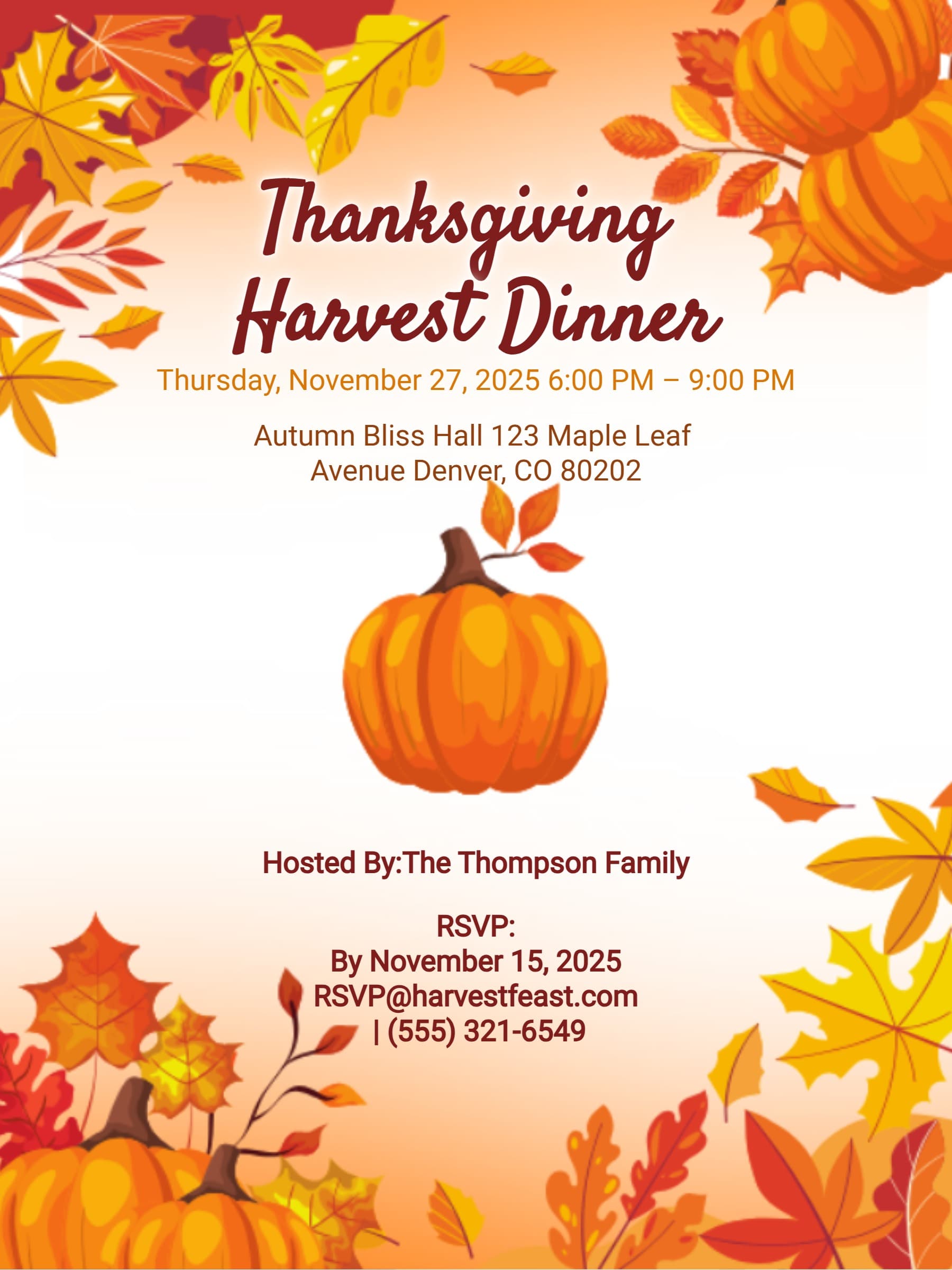 THANKSGIVING HARVEST INVITE
