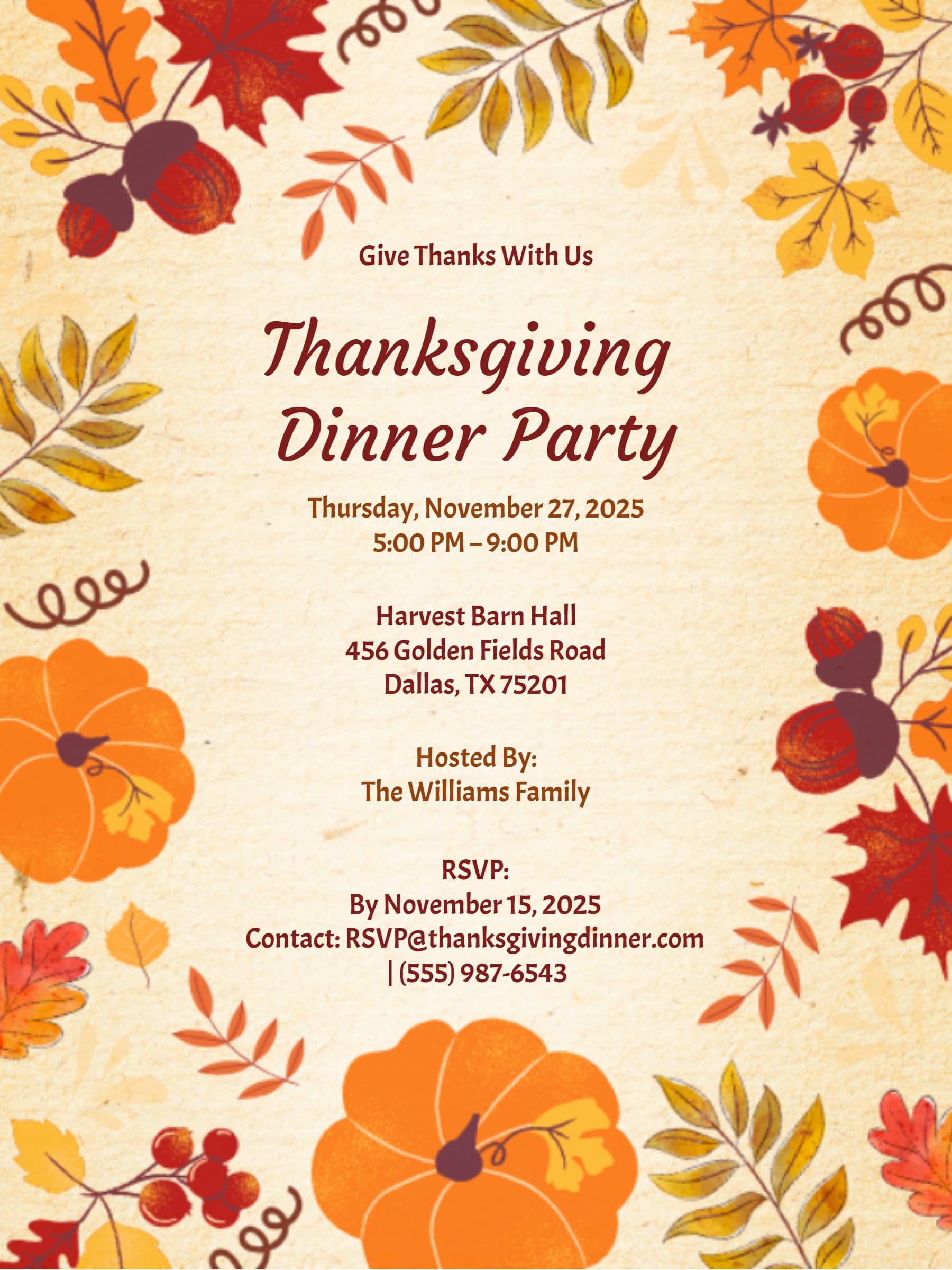 THANKSGIVING DINNER INVITE