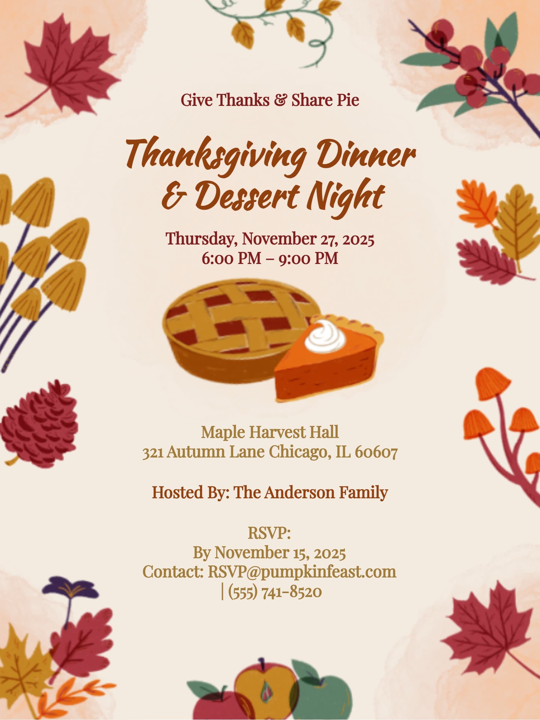 THANKSGIVING PIE INVITE
