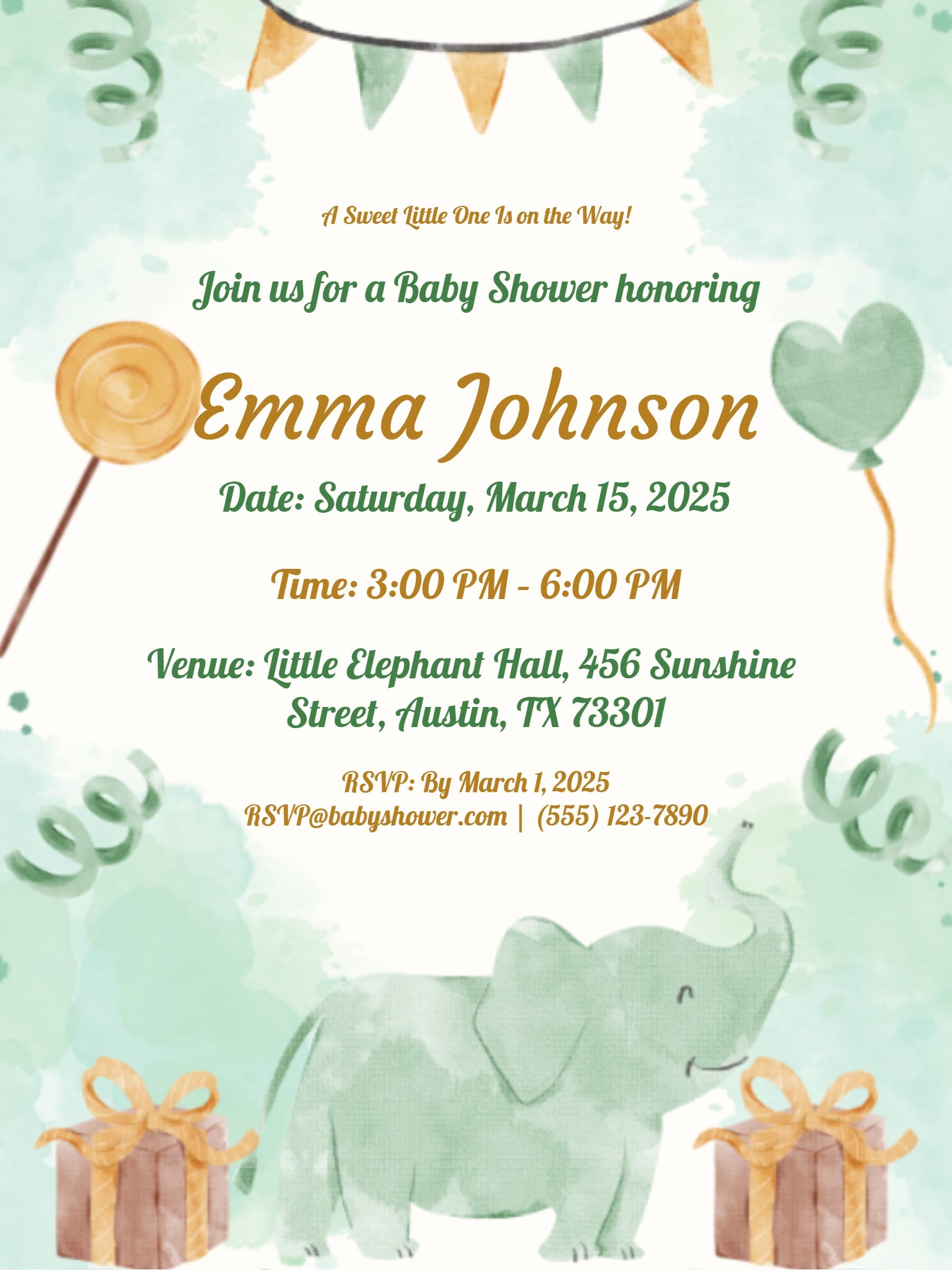 ELEPHANT BABY SHOWER INVITE