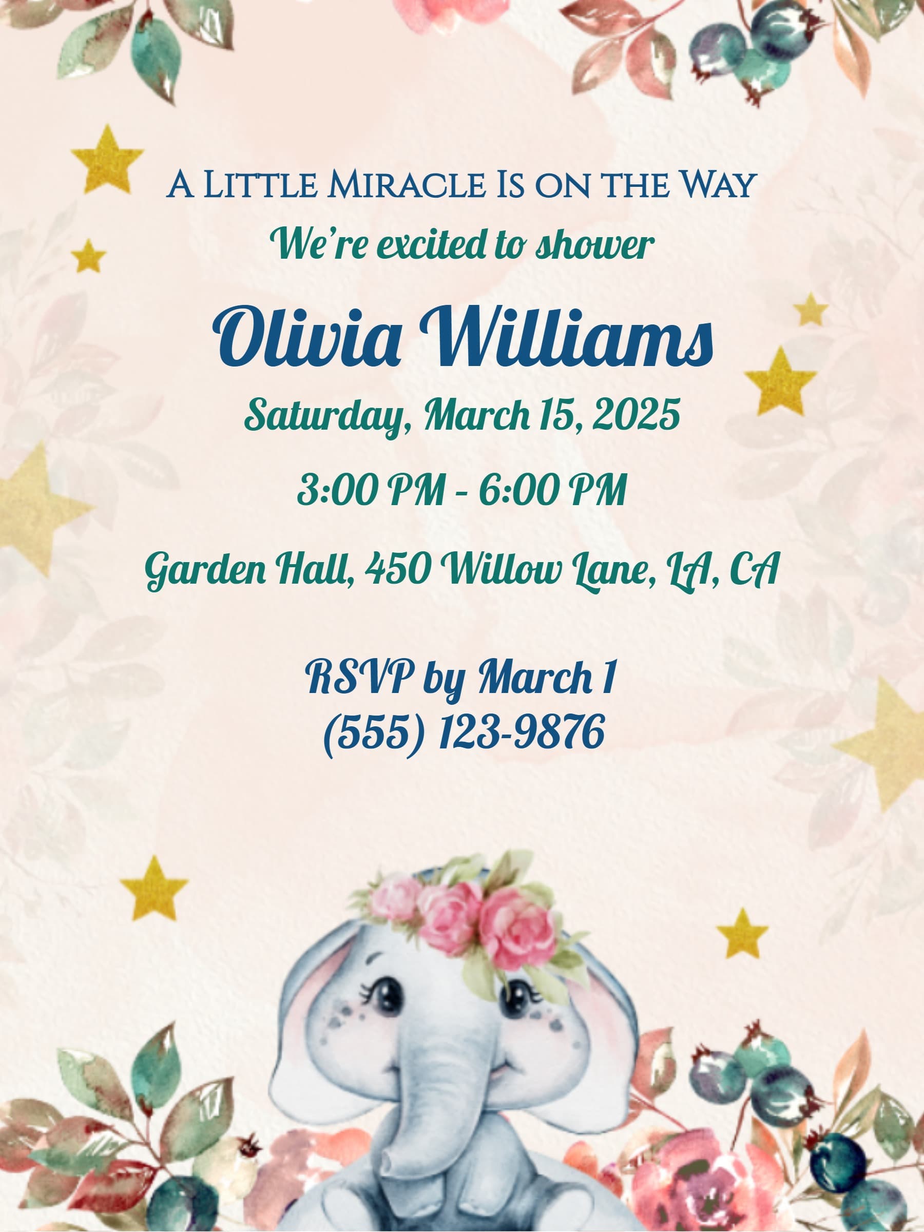 ELEPHANT FLORAL INVITE