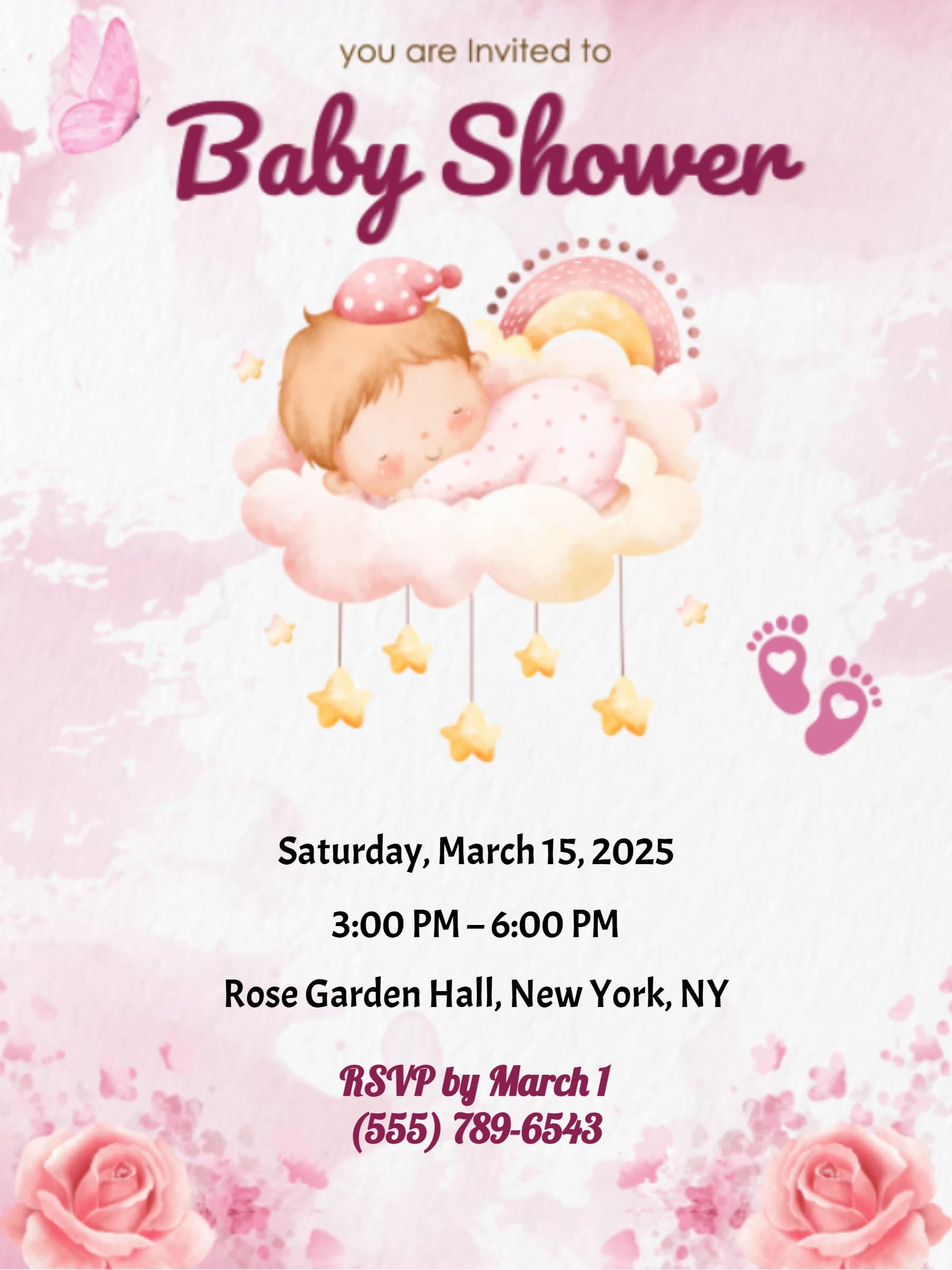 SLEEPING BABY GIRL INVITE