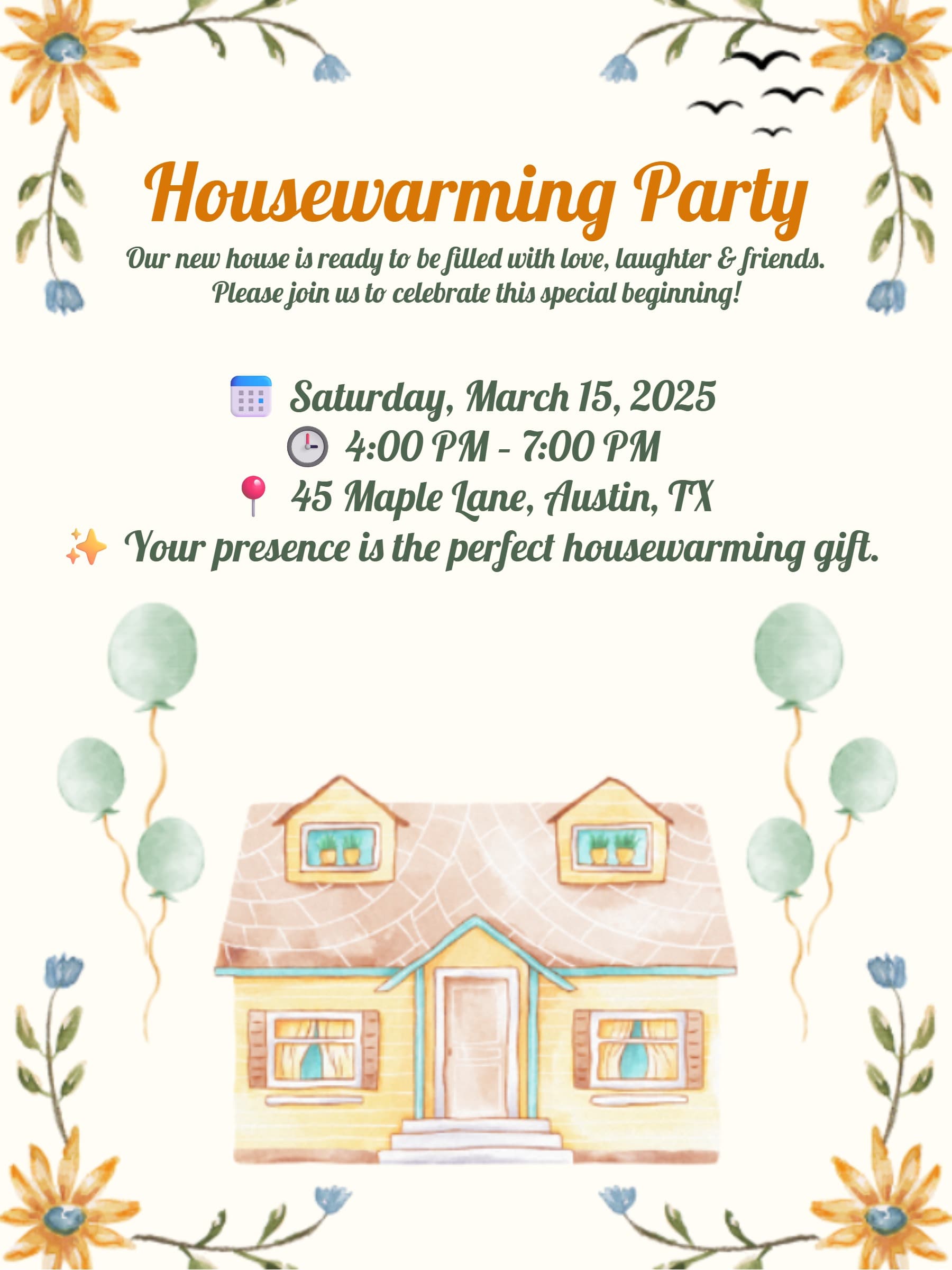 YELLOW FLORAL HOUSEWARMING