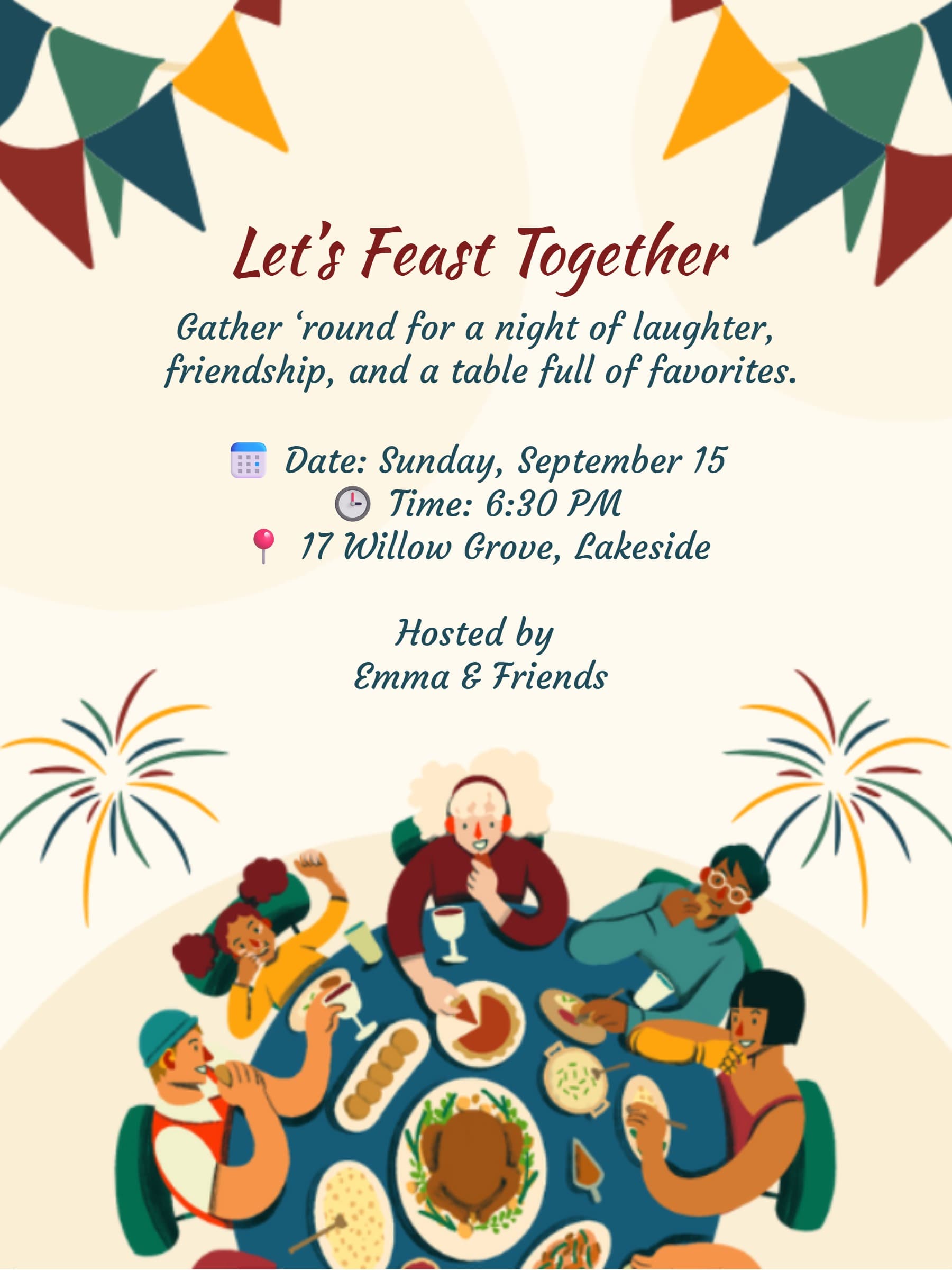 Friends Dinner Night Invitation