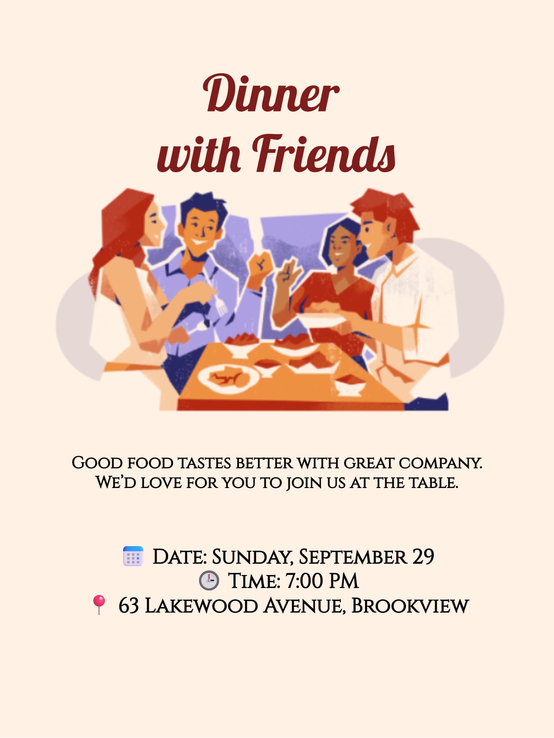 Friends Meal Gathering Invitation