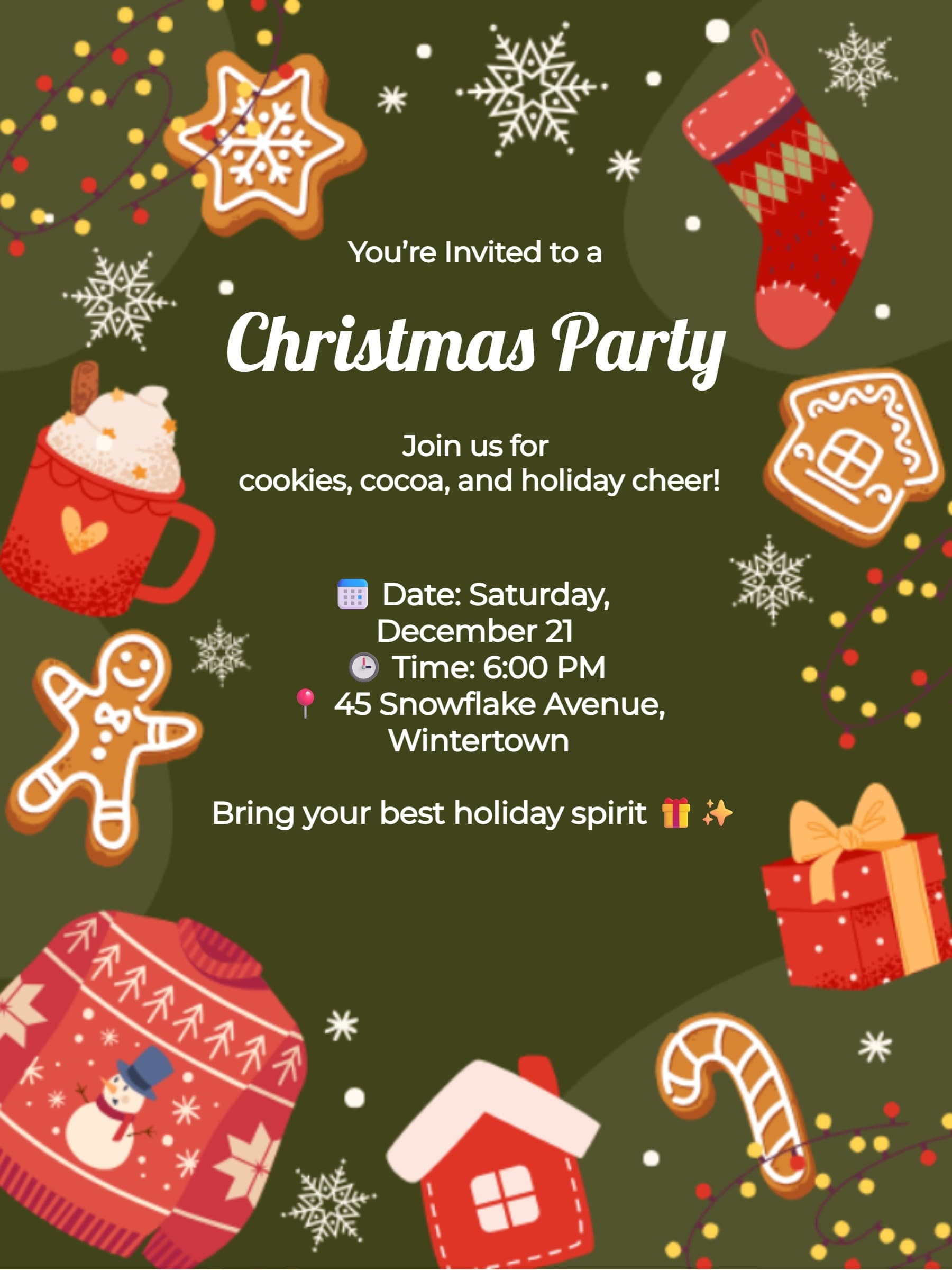 Christmas Party Gingerbread Invitation