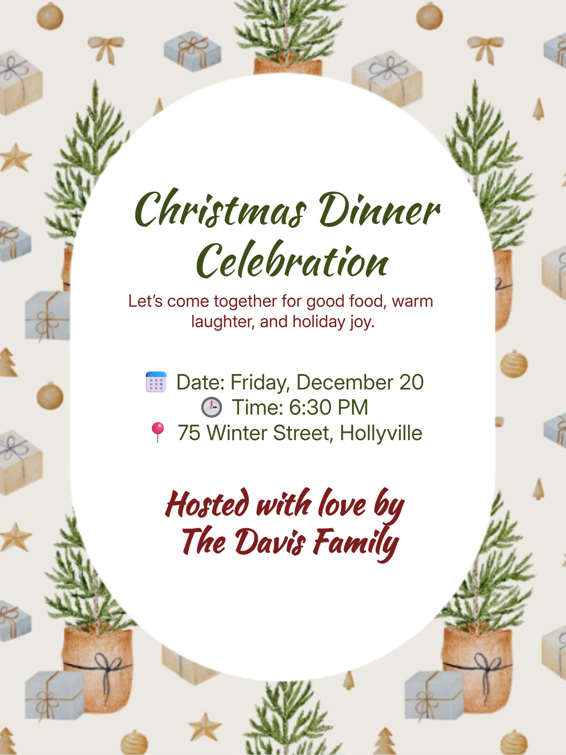 Christmas Tree Dinner Invitation