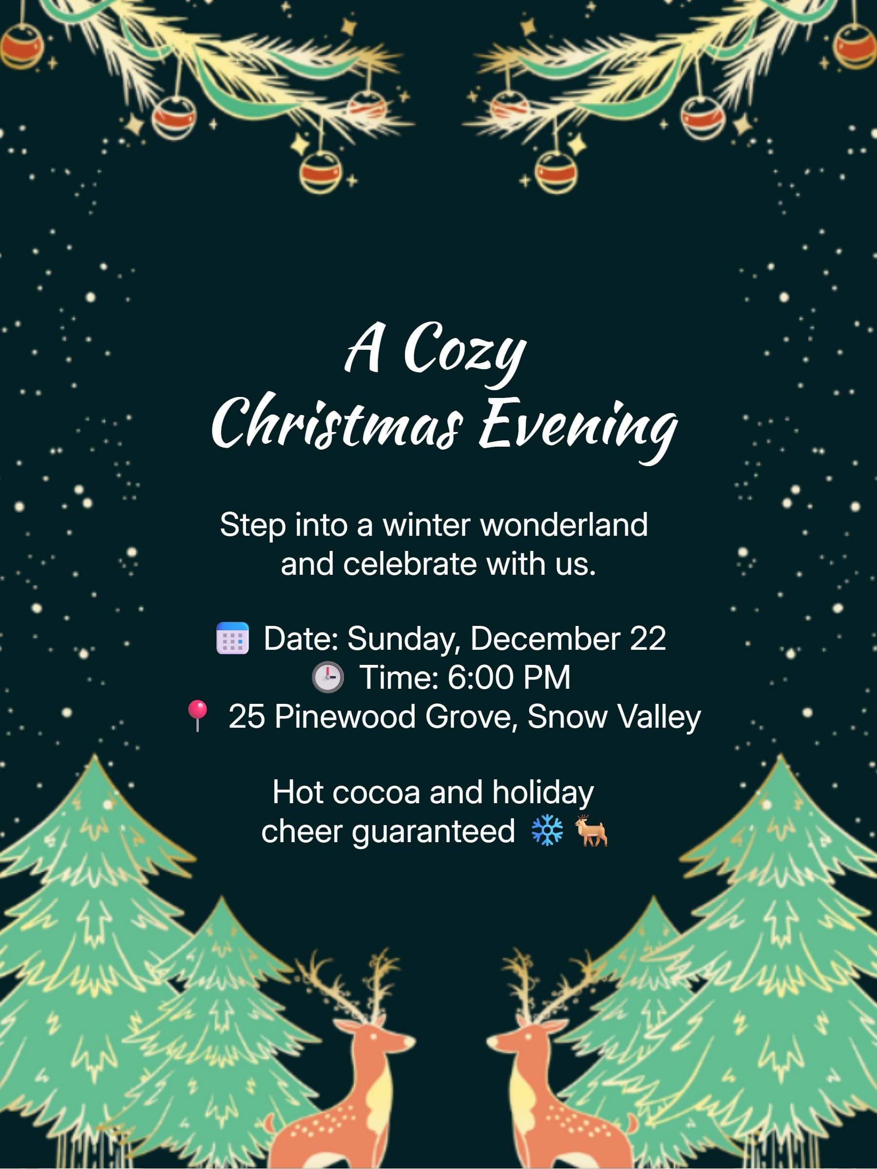 Reindeer Christmas Invitation