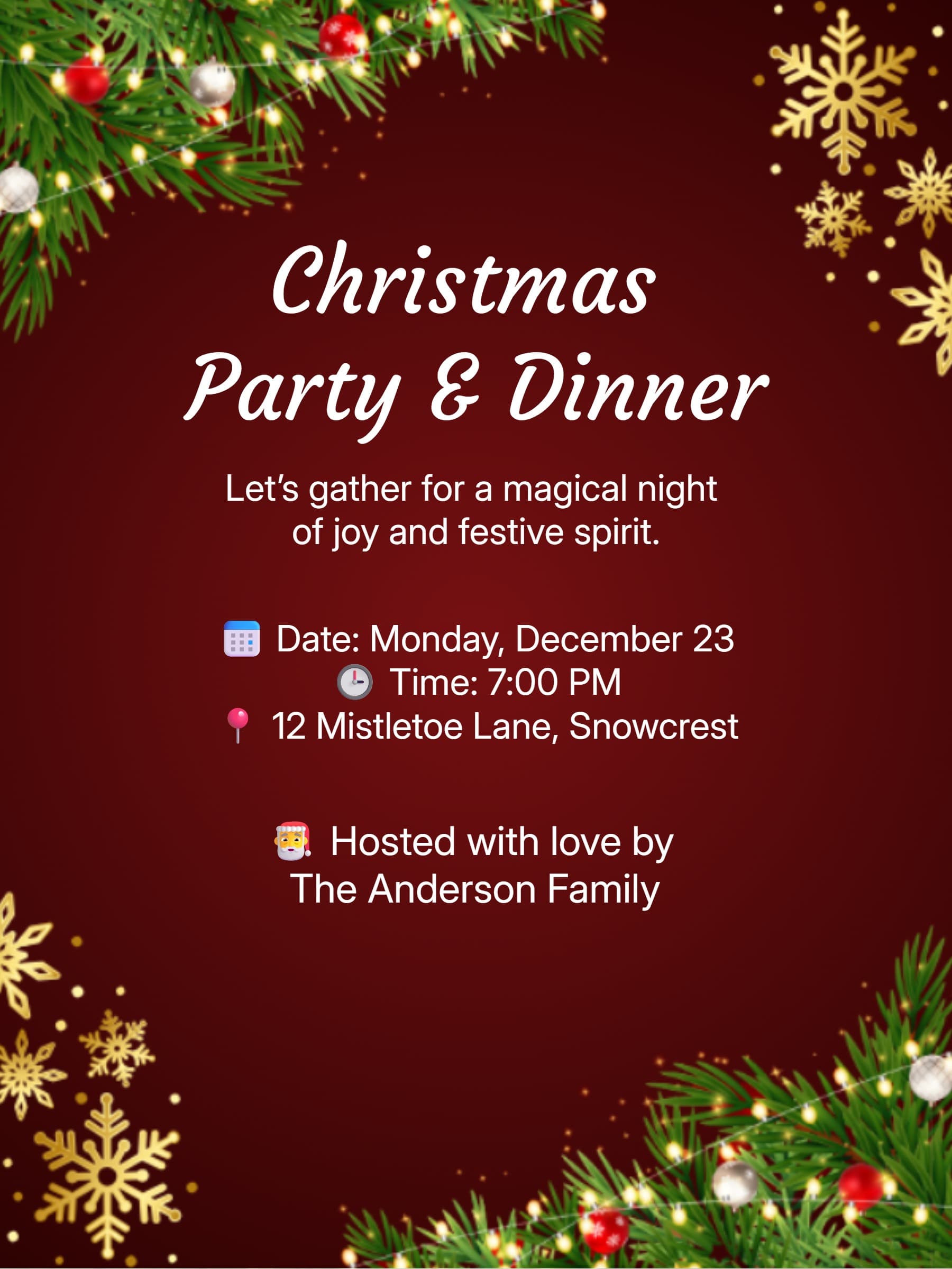 Classic Christmas Party Invitation
