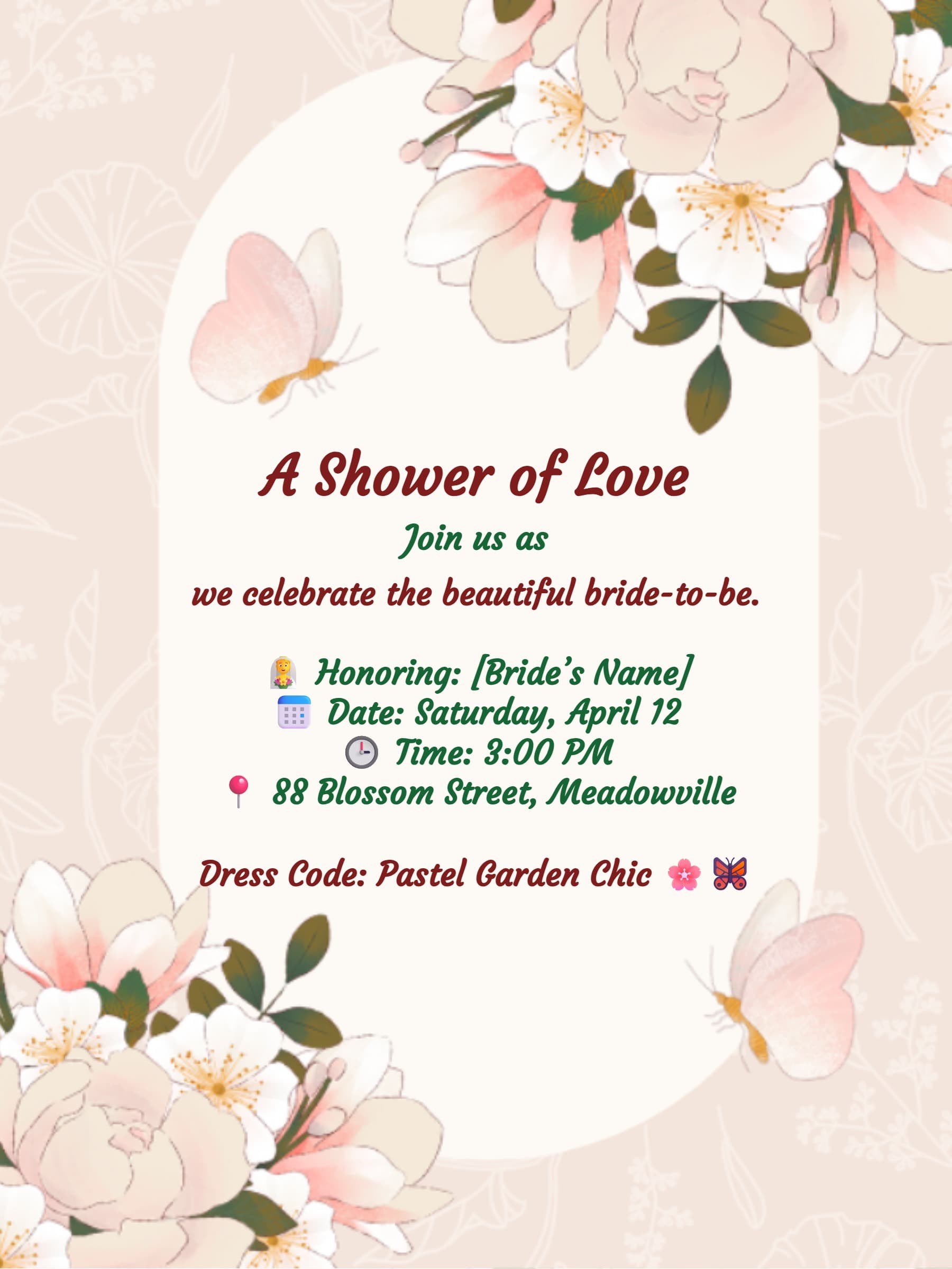 Butterfly Floral Bridal Shower Invitation