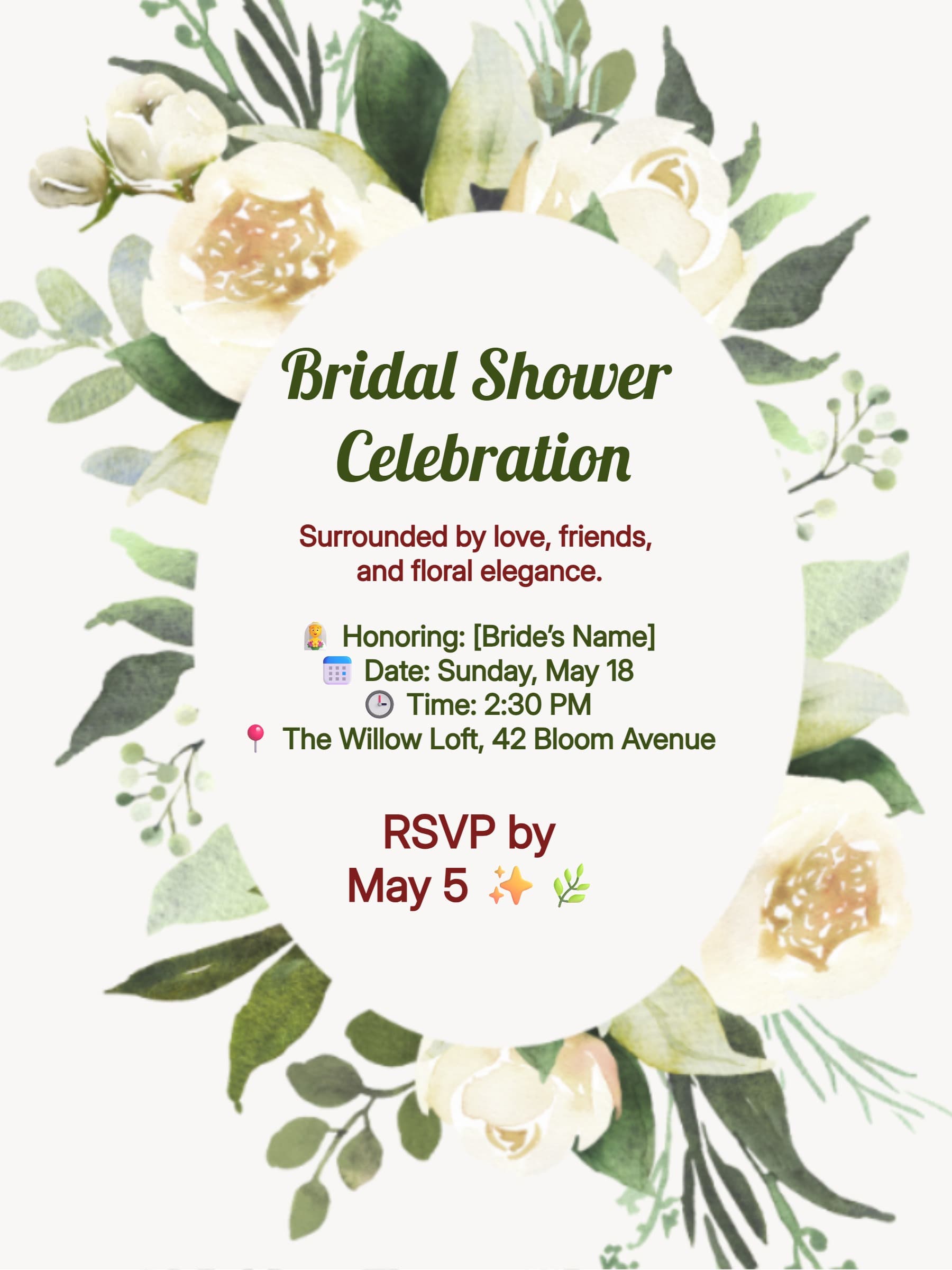 Greenery Bridal Shower Invitation