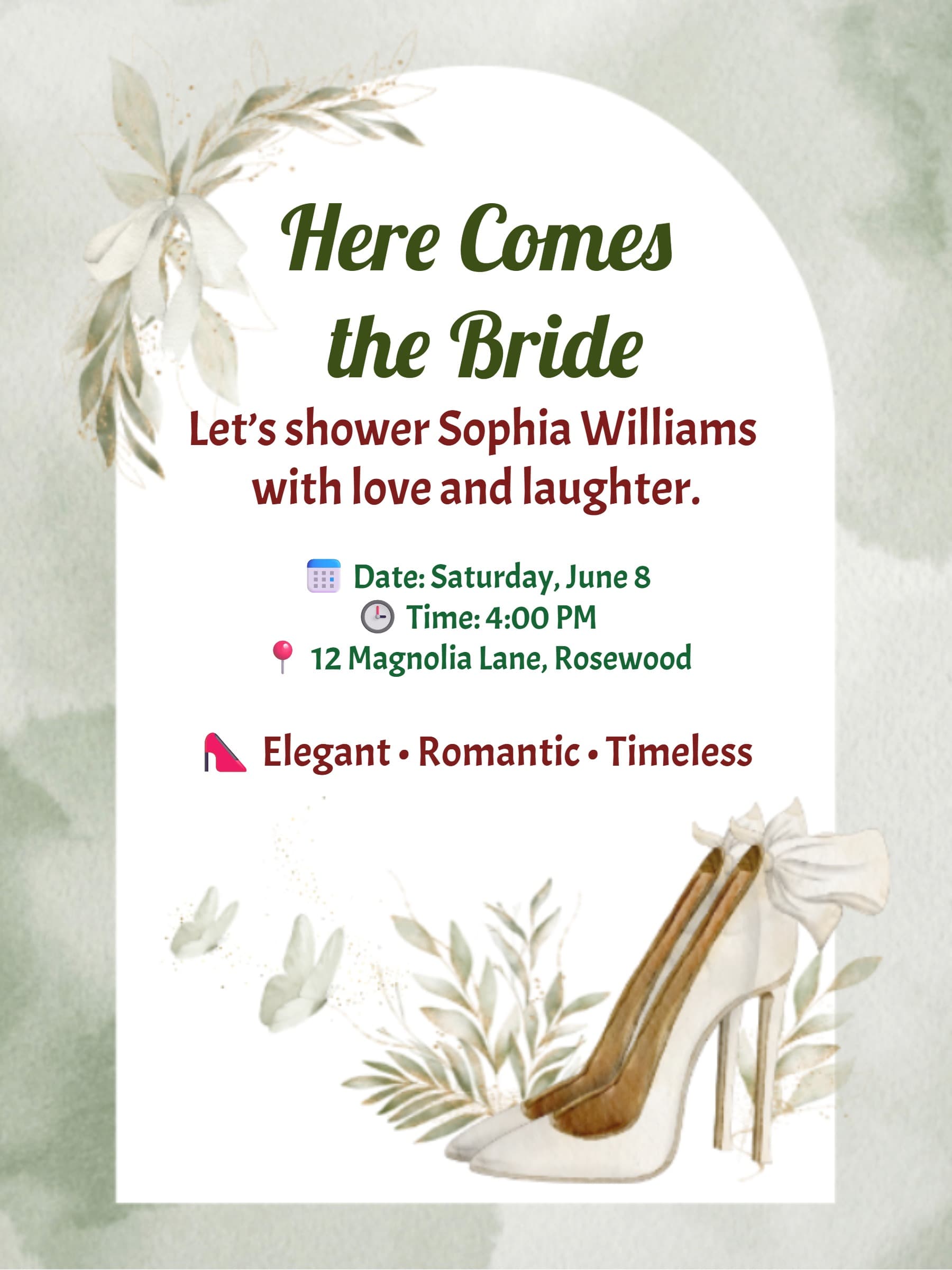 Sage Green Bridal Shower Invitation