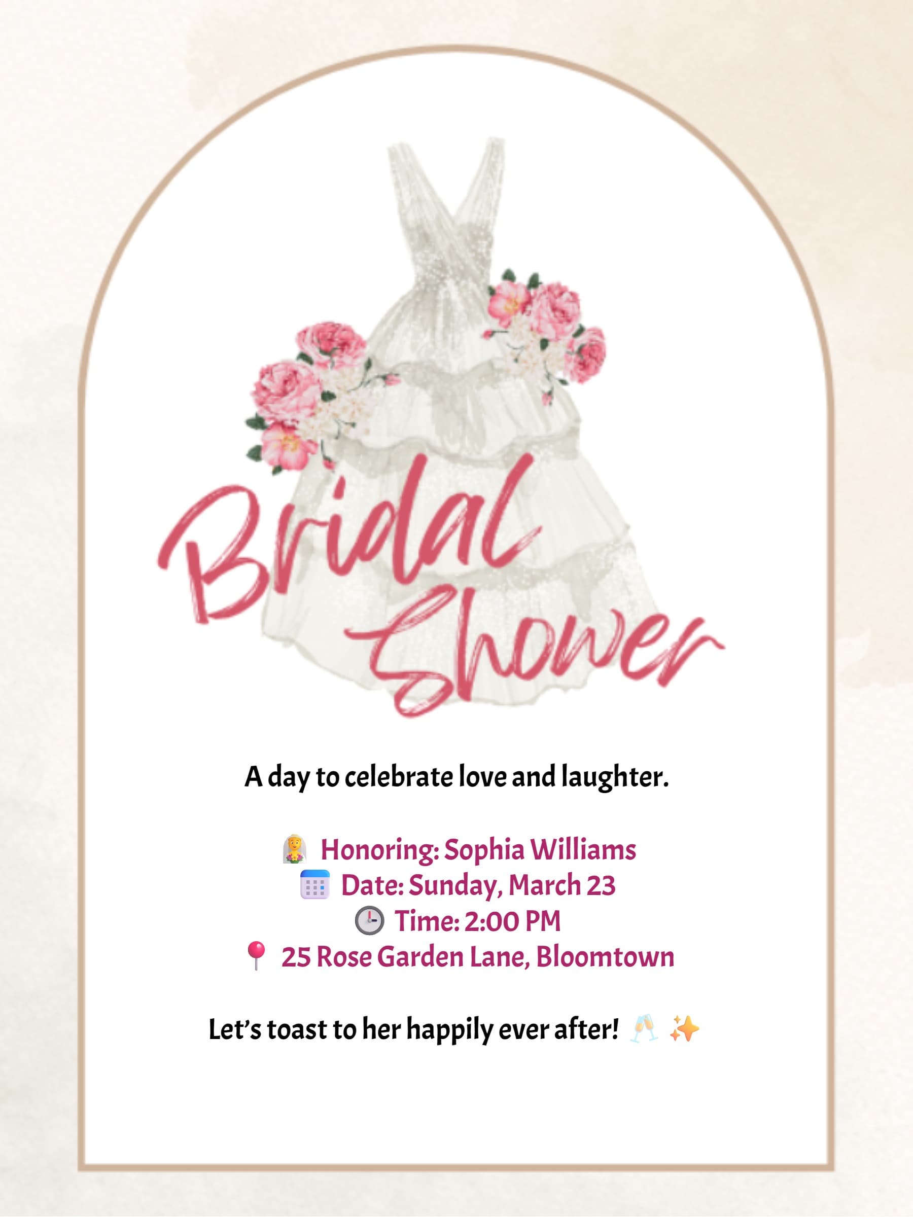Bridal Dress Pink Bridal Shower Invitation