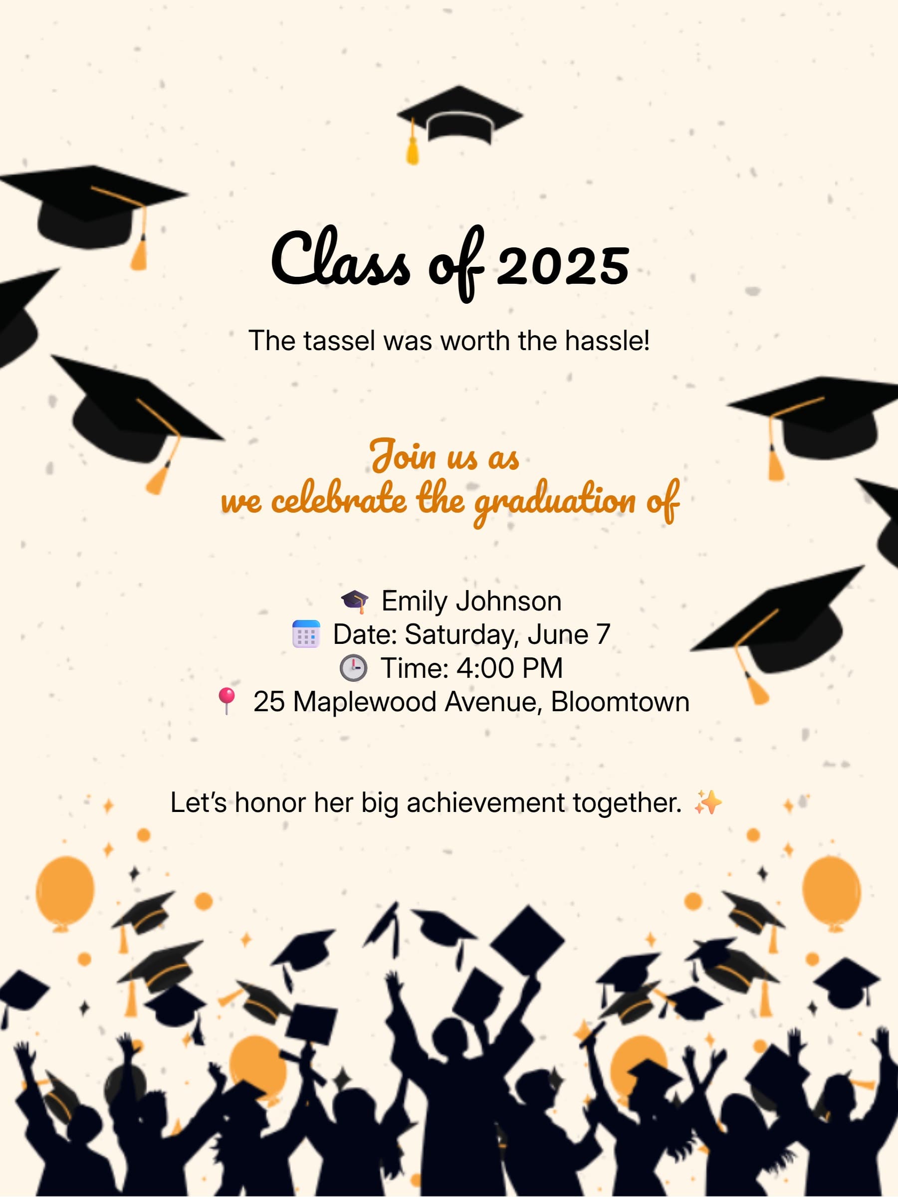 Gold Accent Graduation Invitation
