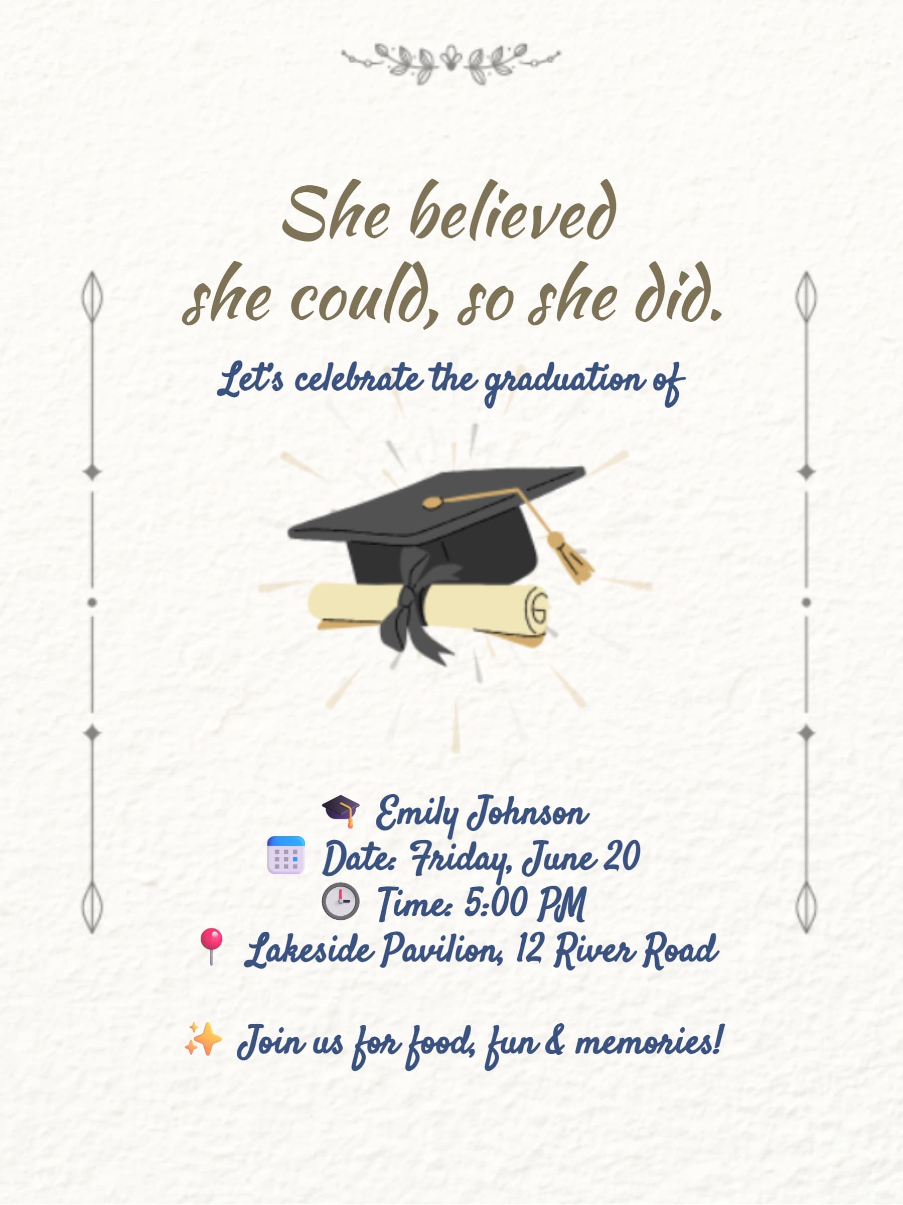 Modern Blue Watercolor Graduation Invitation