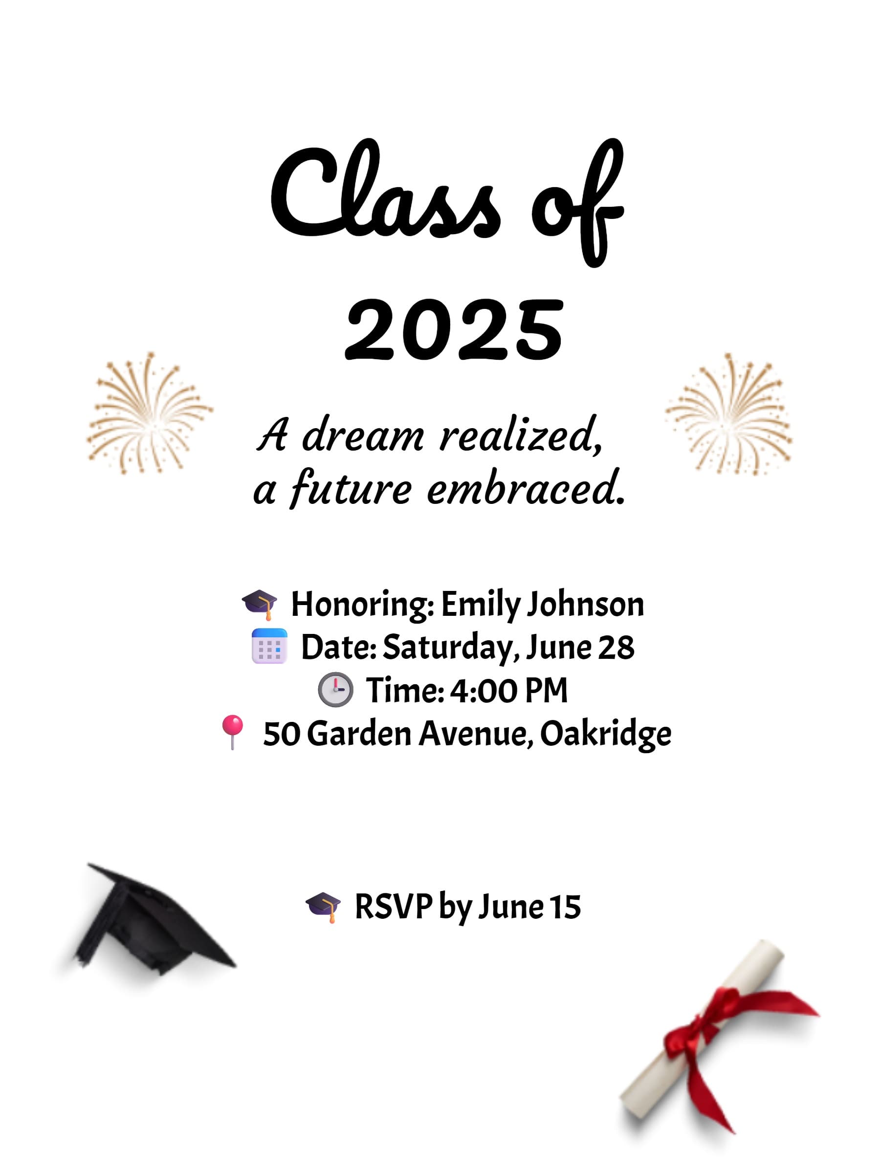 Minimal Scroll Hat Graduation Invitation