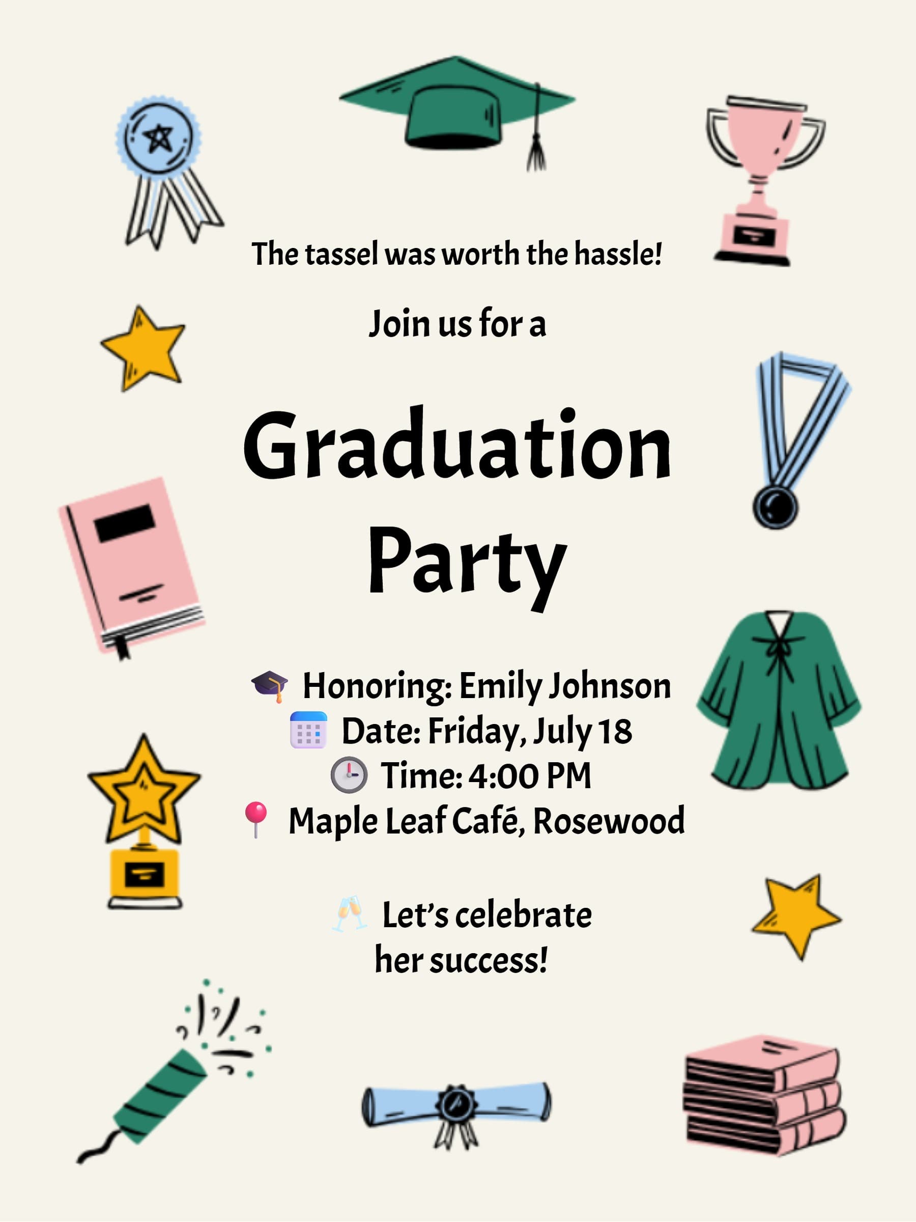 Icon Border Graduation Invitation