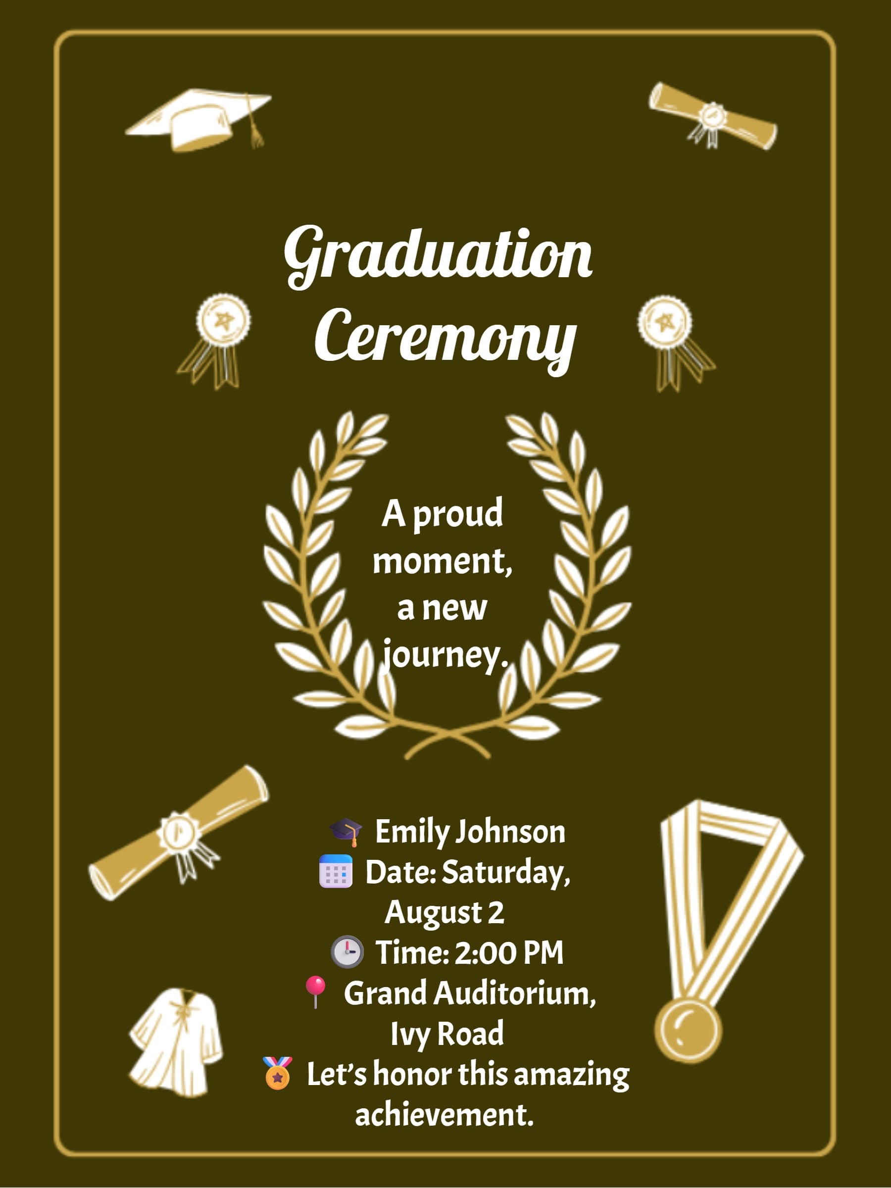 Laurel Medal Graduation Invitation