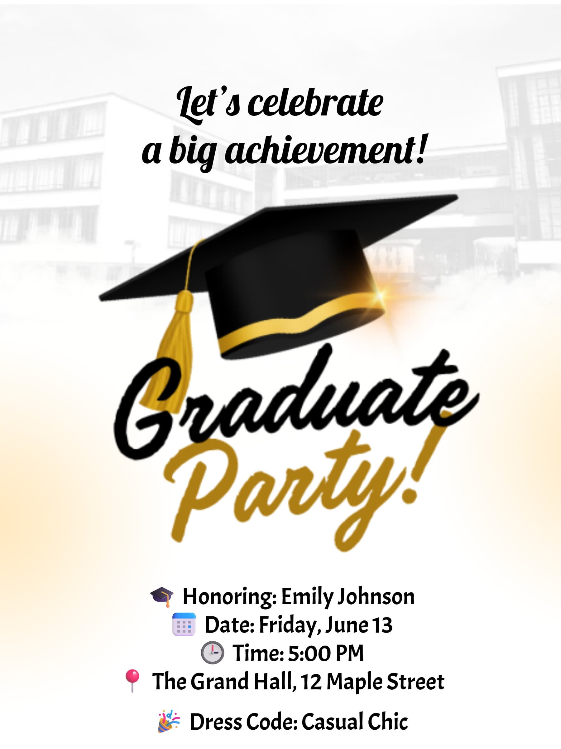 Bold Cap Graduation Party Invitation