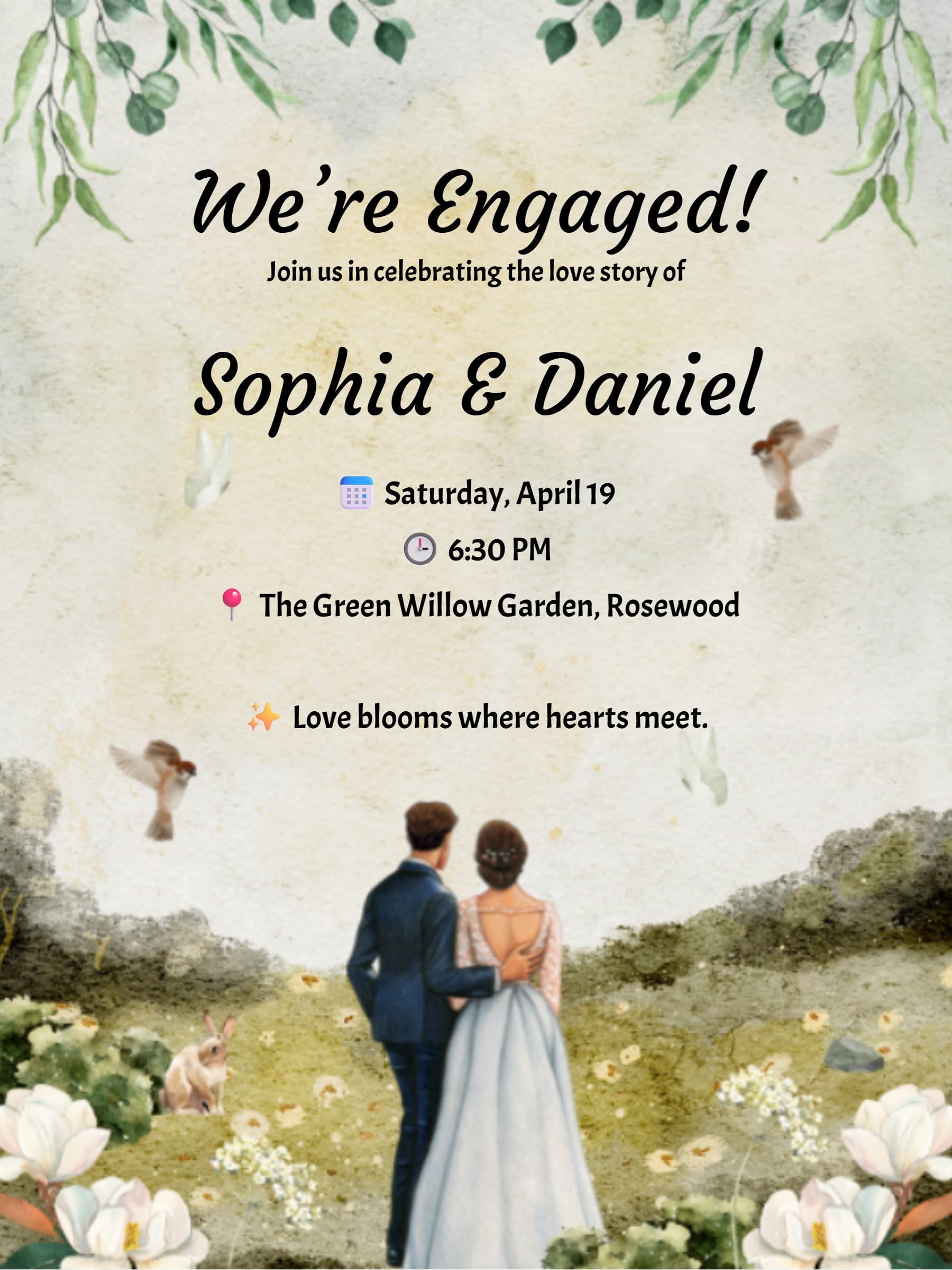 Romantic Garden Engagement Invitation