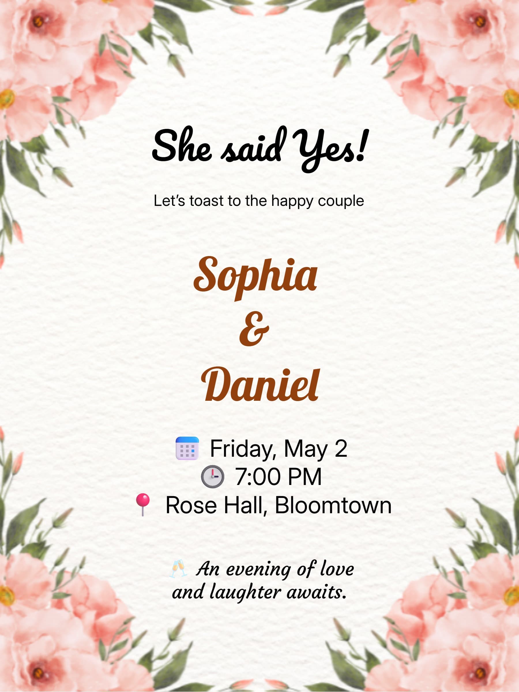 Floral Elegance Engagement Invitation