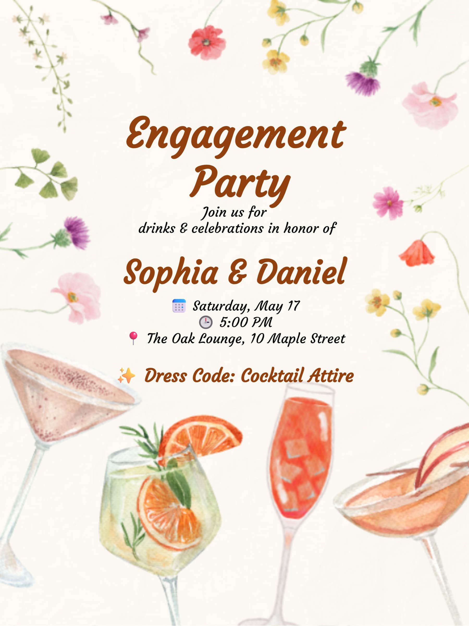 Cocktail Engagement Party Invitation