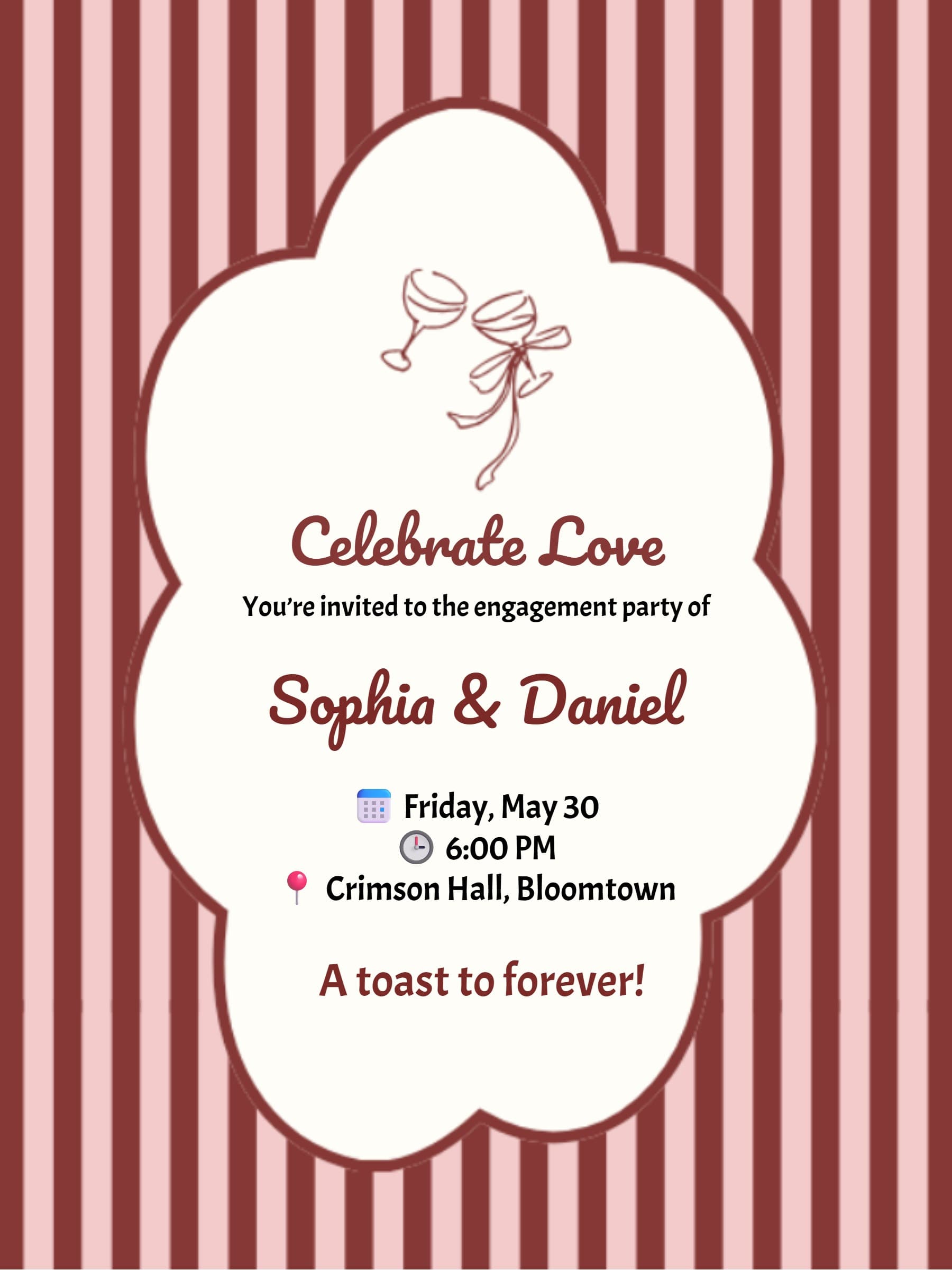 Vintage Stripes Engagement invitation