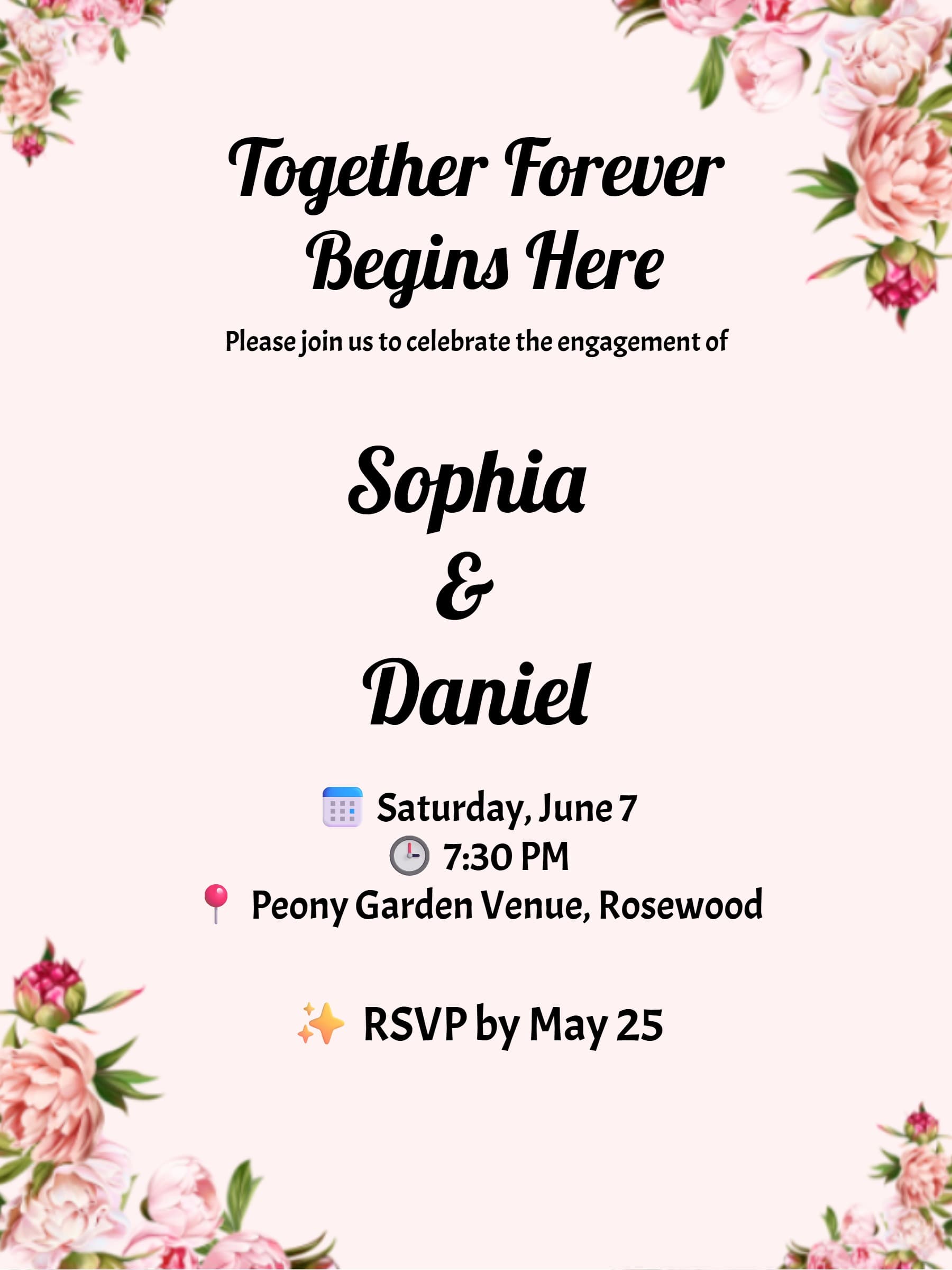 Classic Floral Engagement Invitation