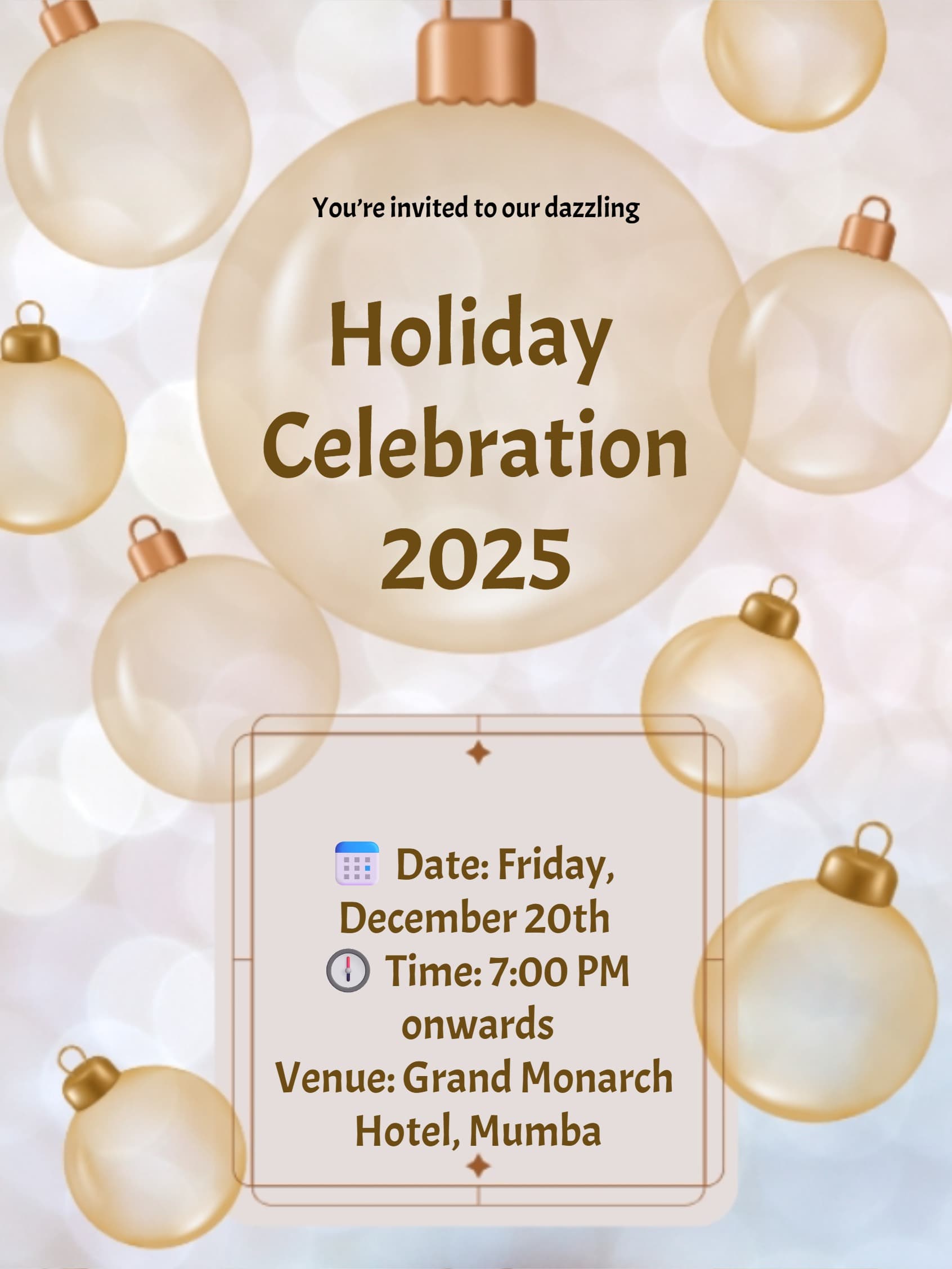 Gold Ornament Holiday Party Invitation