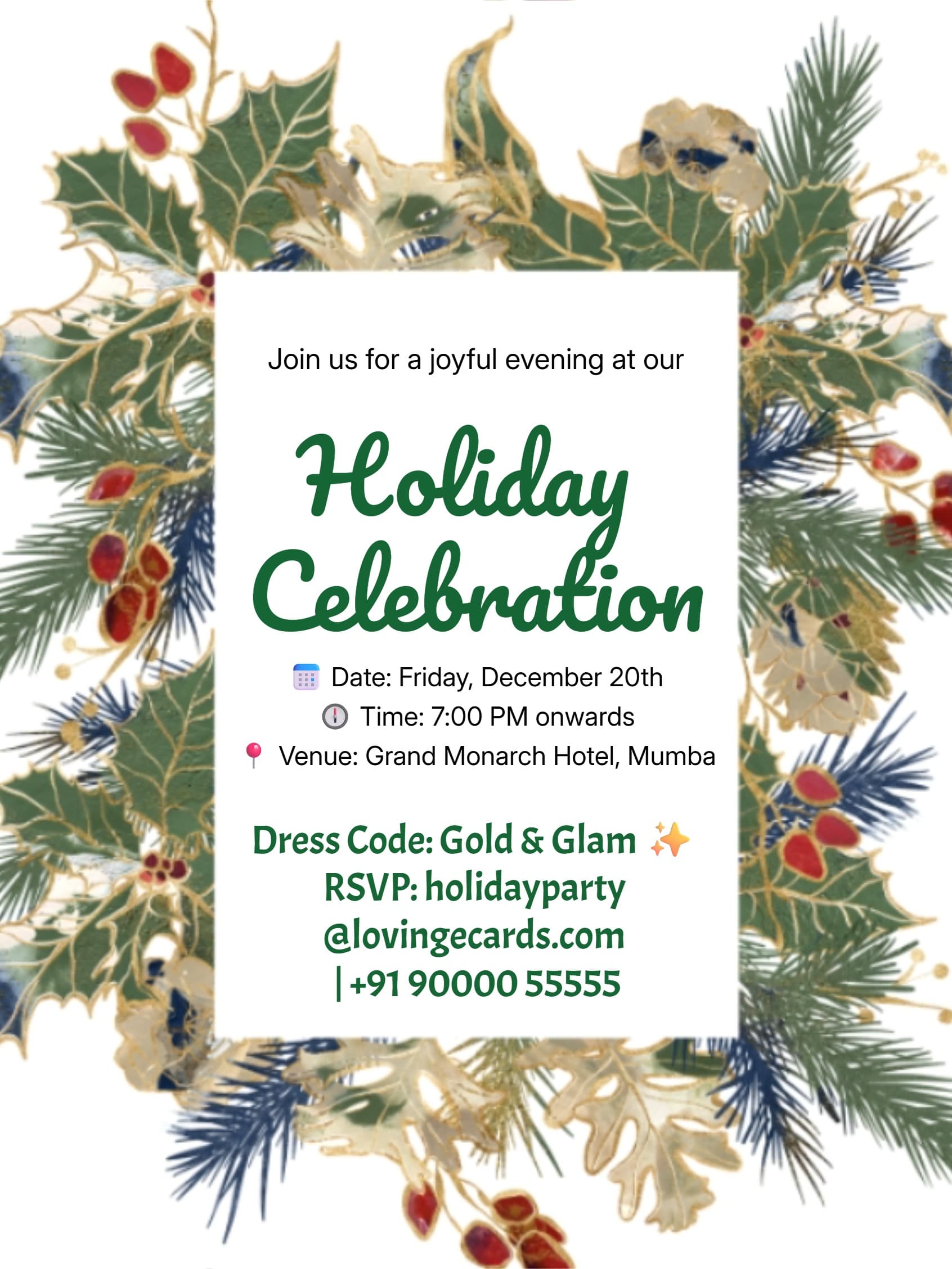 Gold Ornament Holiday Party Invitation