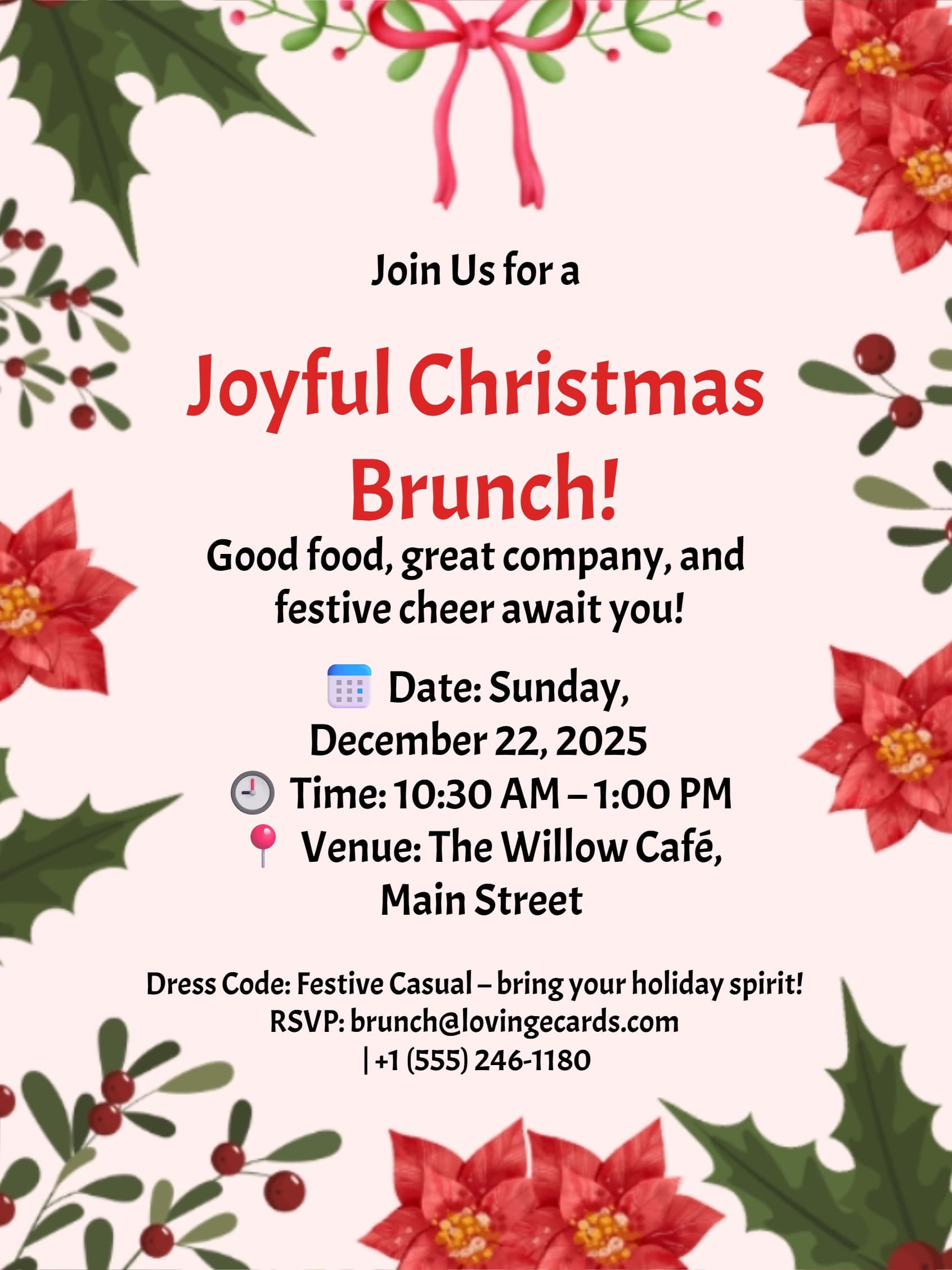 Elegant Poinsettia Christmas Invitation
