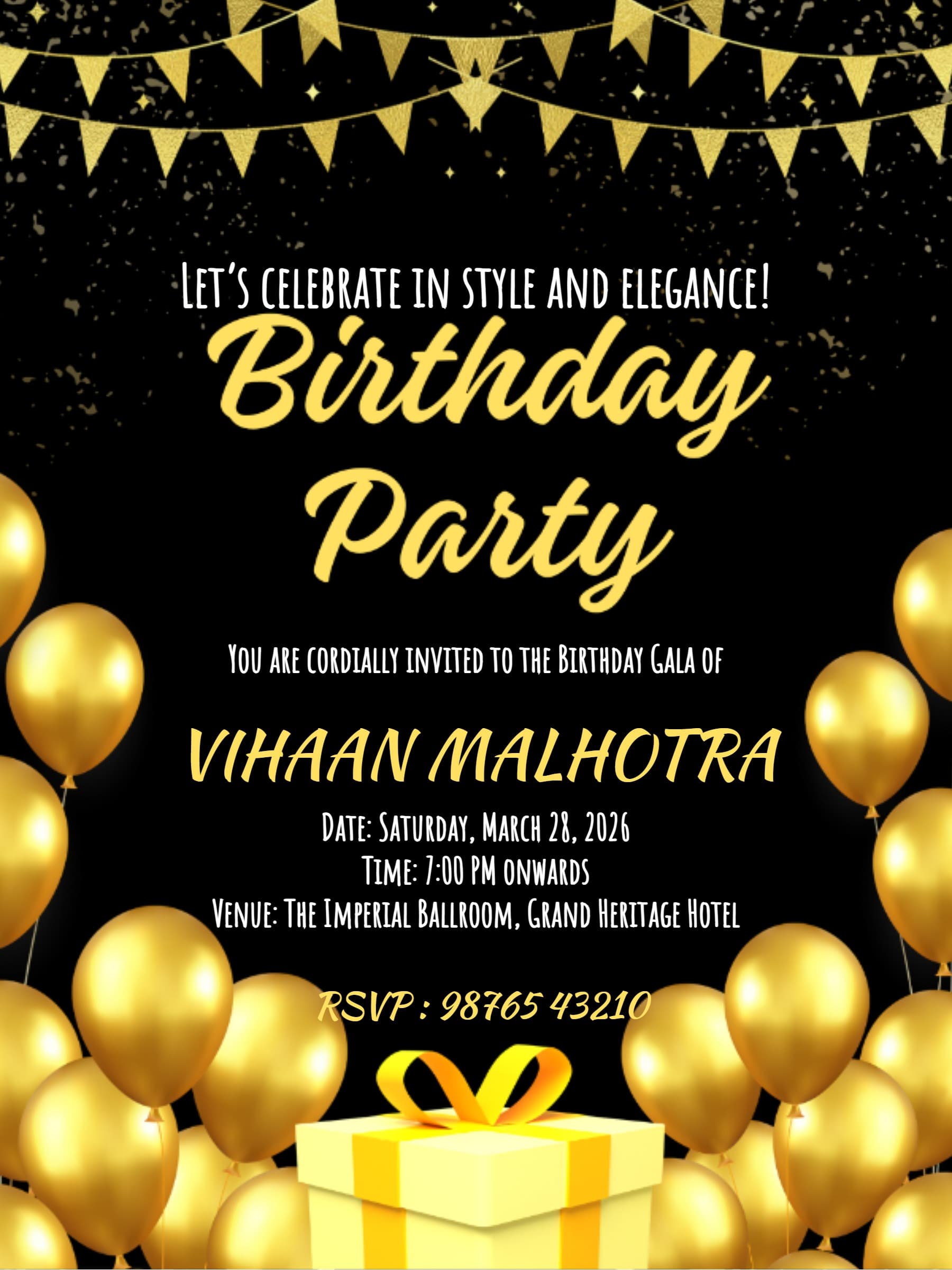 Premium Black Gold Event invitation