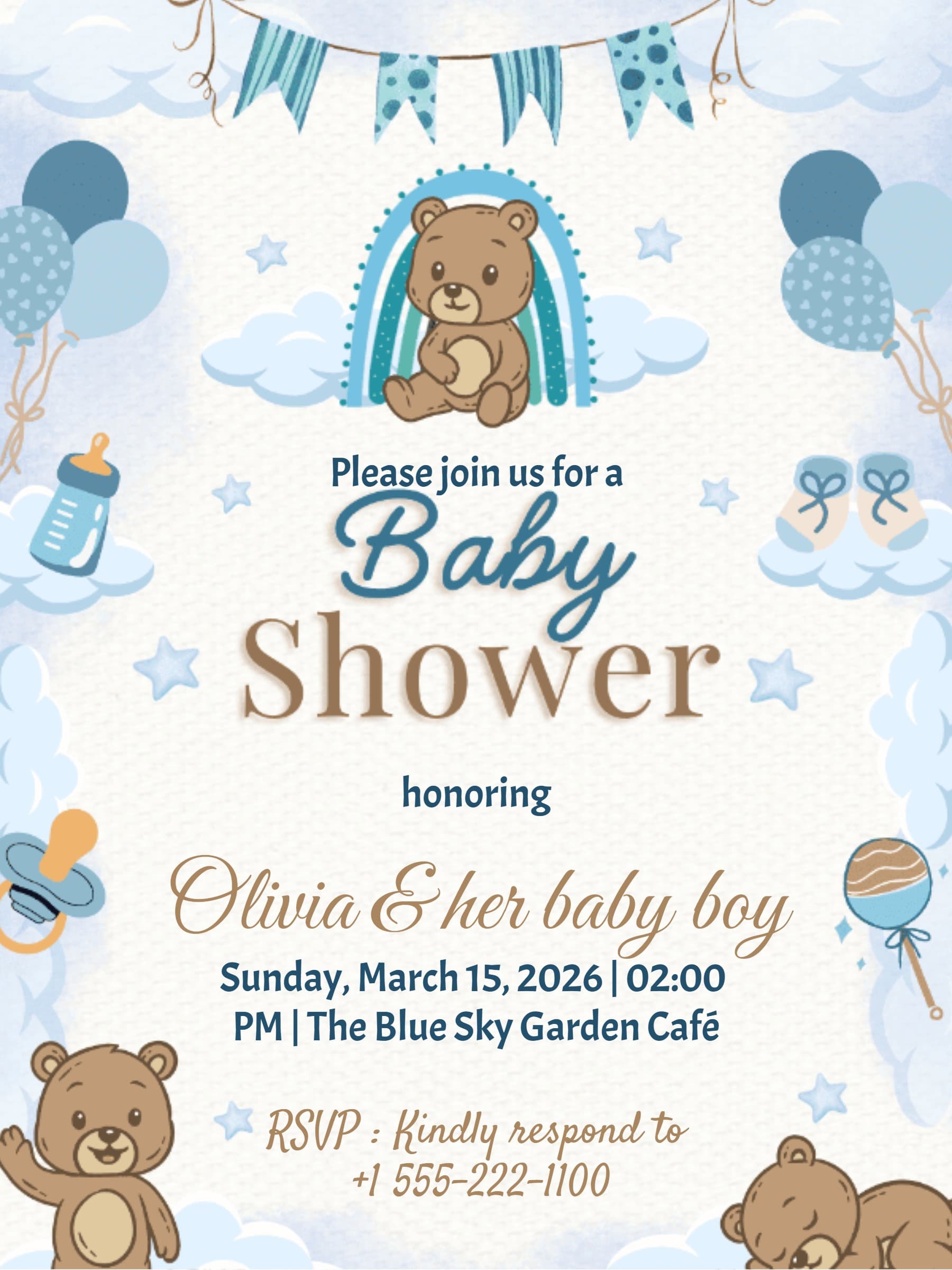 Blue Teddy Bear Baby Shower Asset