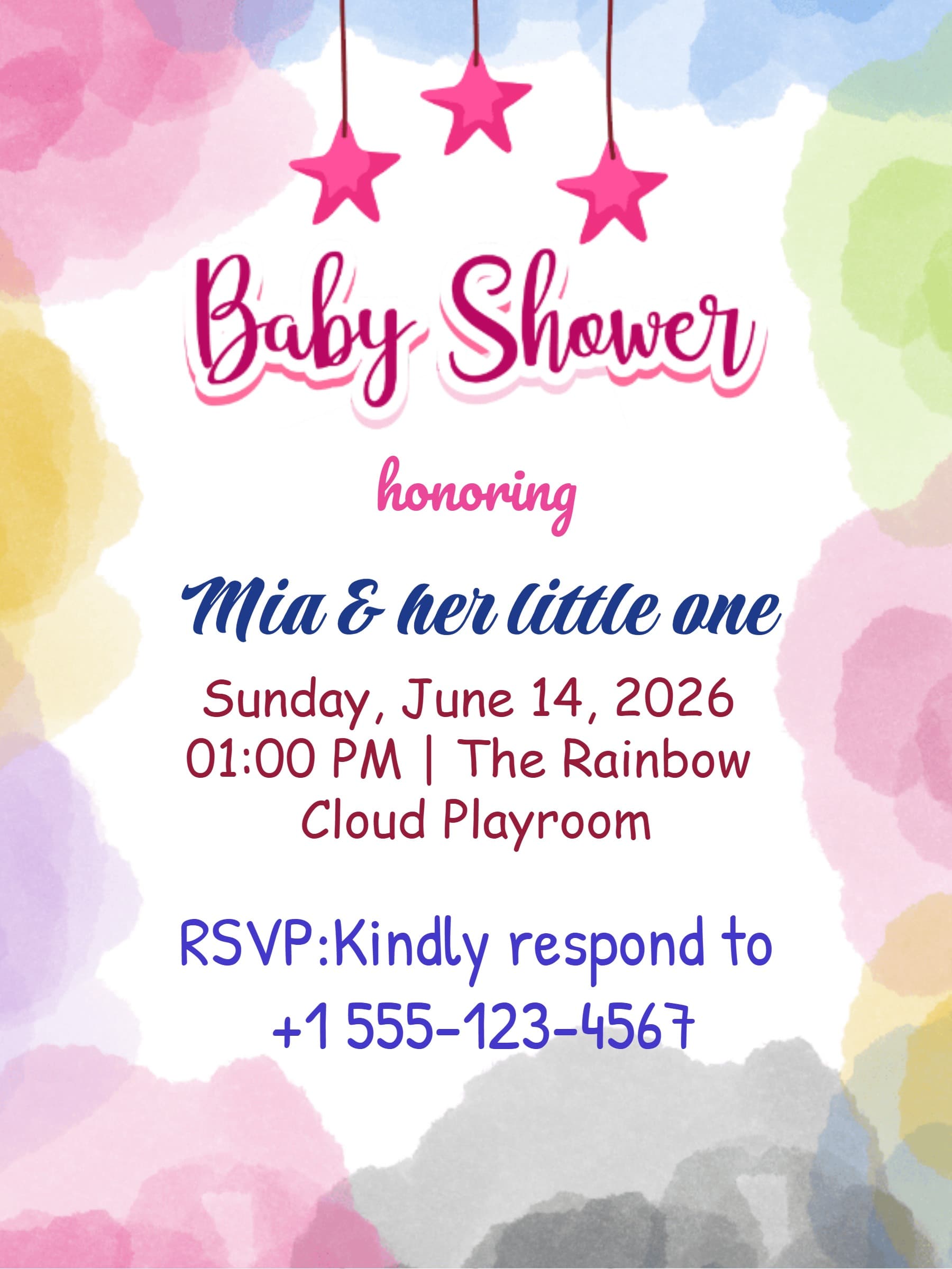 Colorful Watercolor Starry Baby Shower