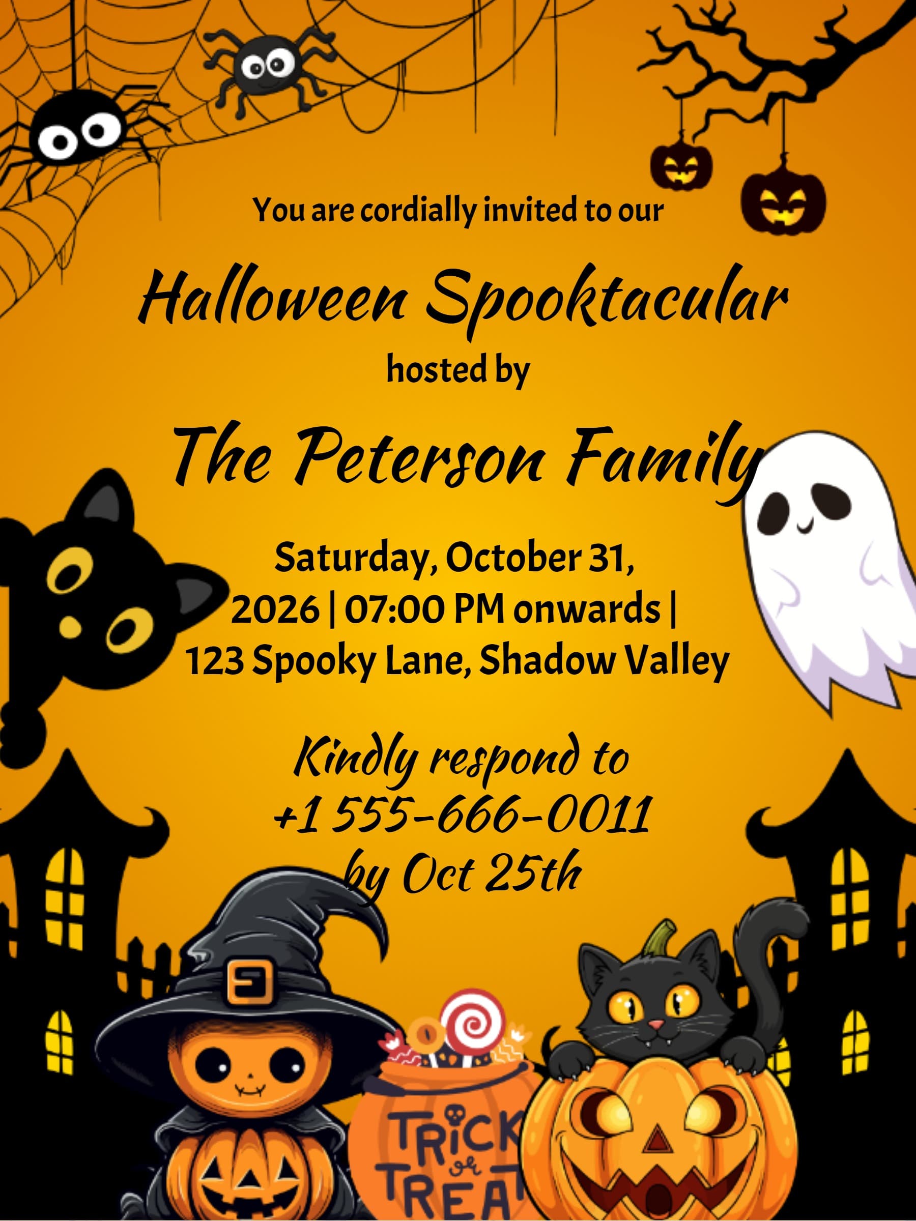 Spooky Cat & Ghost Halloween