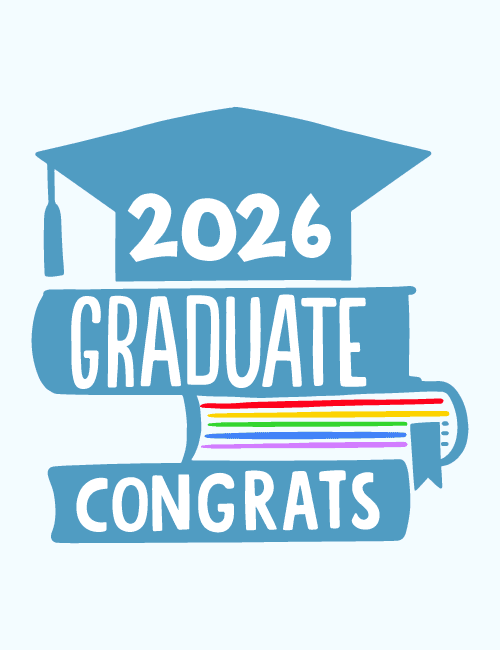 2026 Graduate Congrats – Cap & Rainbow Book Design
