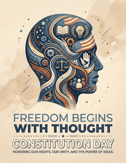 Constitution Day freedom begins with thought concept art