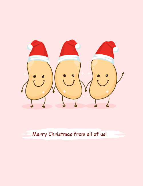 Cute Beans Christmas Card – Merry Christmas From All of Us