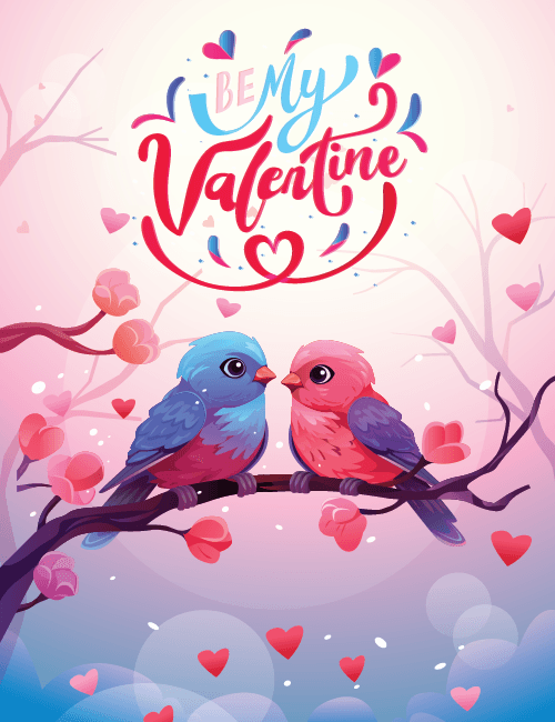 Two Little Birds Sharing A Valentine Promise